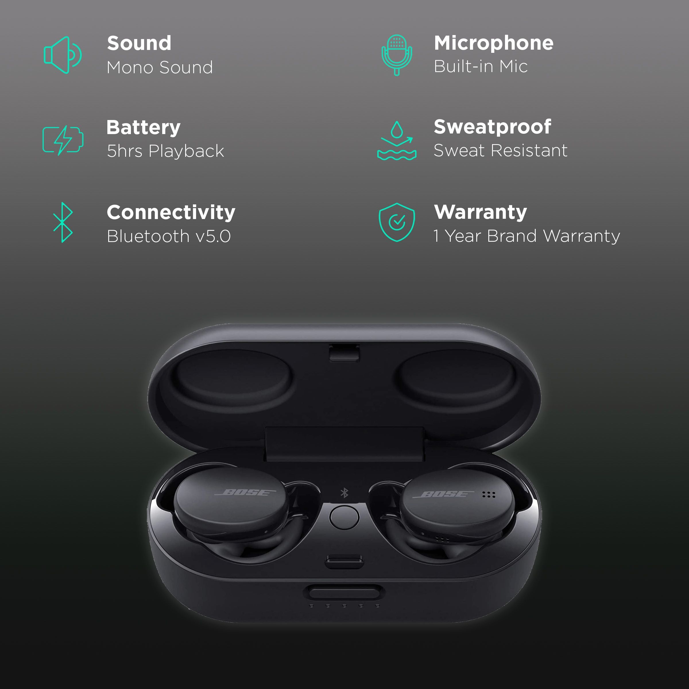 BOSE Sport 805746-0010 TWS Earbuds (Sweat Resistant, Quick Charge, Triple Black)_2