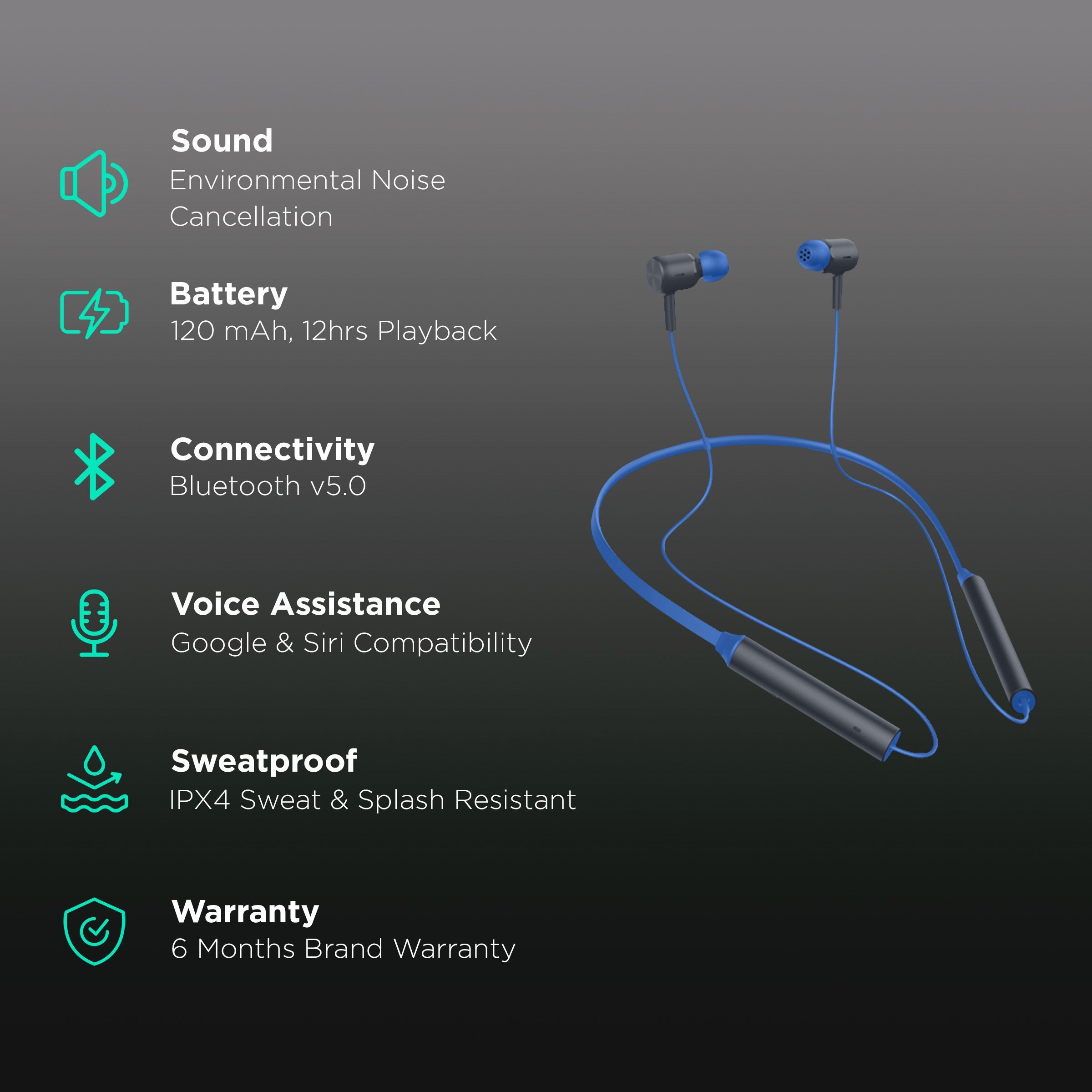Redmi SonicBass ZBW4501IN Neckband with Environmental Noise Cancellation (IPX4 Splash & Sweat Resistant, 12 Hours Playtime, Blue)_2