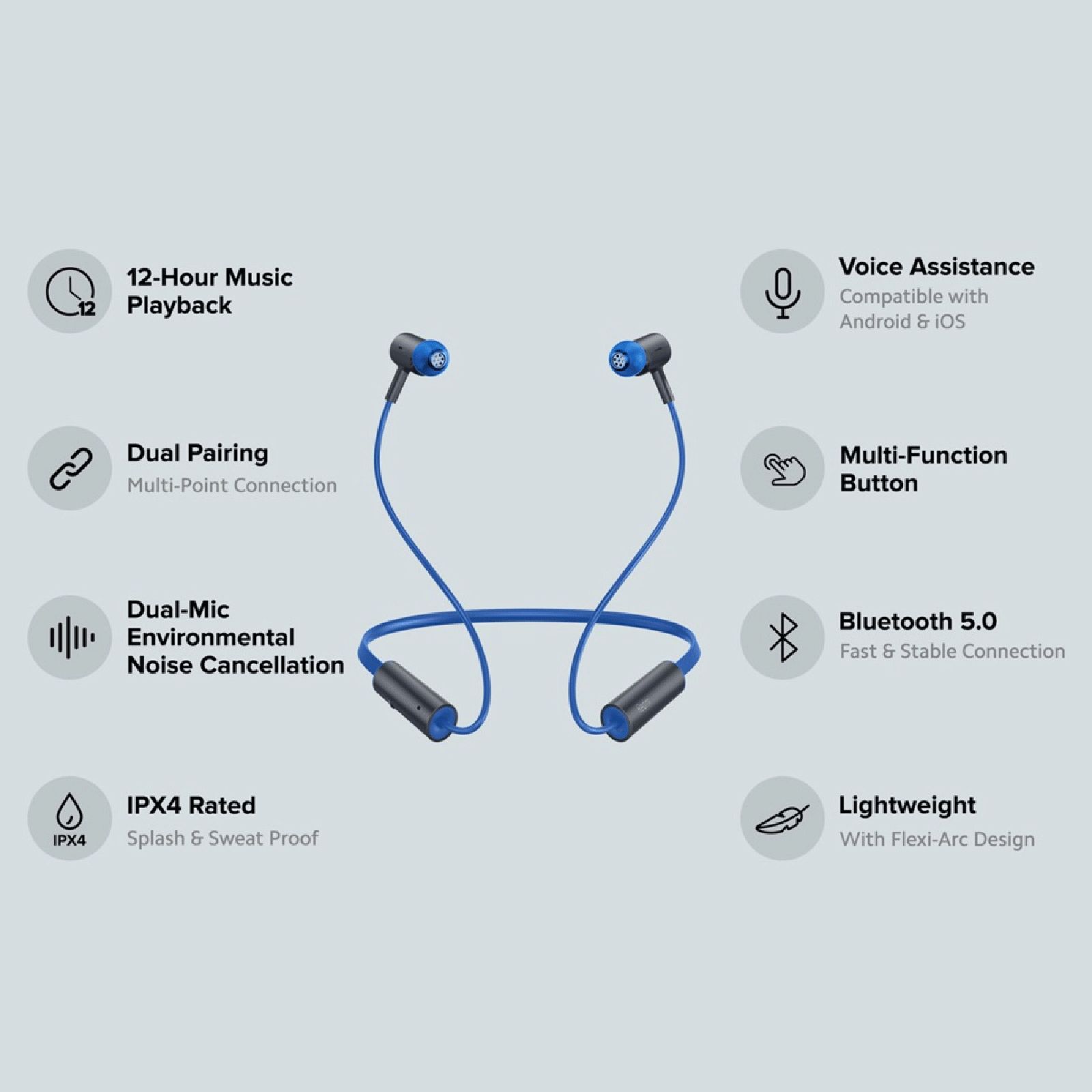Redmi SonicBass ZBW4501IN Neckband with Environmental Noise Cancellation (IPX4 Splash & Sweat Resistant, 12 Hours Playtime, Blue)_5