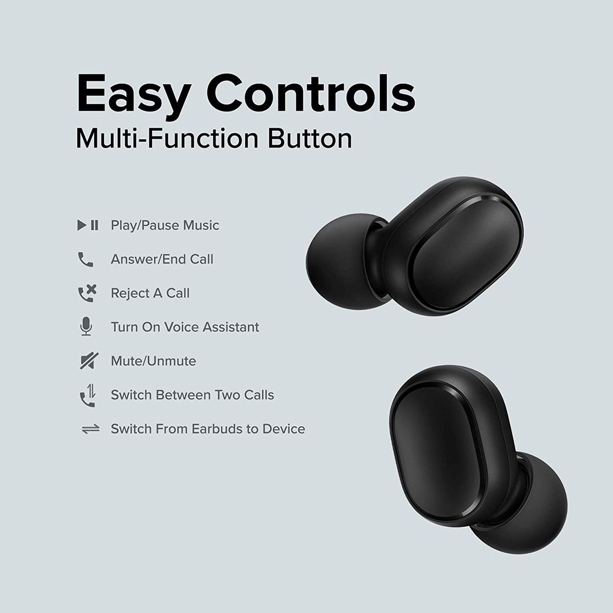 Redmi 2C BHR4637IN TWS Earbuds with Environmental Noise Cancellation (IPX4 Splash & Sweatproof Resistant, 12 Hours Playback, Black)_10