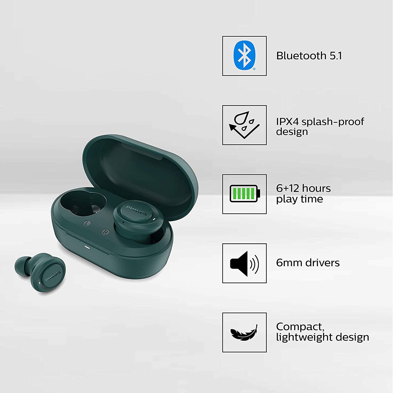 PHILIPS TAT1225BL/00 TWS Earbuds with Noise Isolation (IPX4 Splashproof & Sweat Resistant, Smart Pairing, Blue)_4