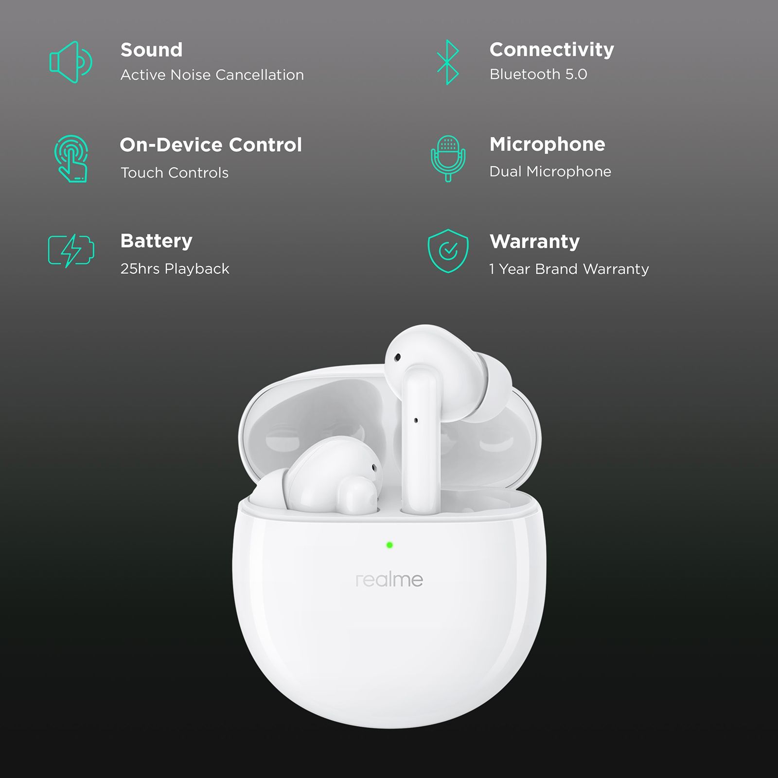 realme Buds Air Pro RMA210 TWS Earbuds with Active Noise Cancellation (IPX4 Water Resistant, Intelligent Touch Control, Soul White) realme Buds Air Pro RMA210 TWS Earbuds with Active Noise Cancellation (IPX4 Water Resistant, Intelligent Touch Control, Soul White)_2