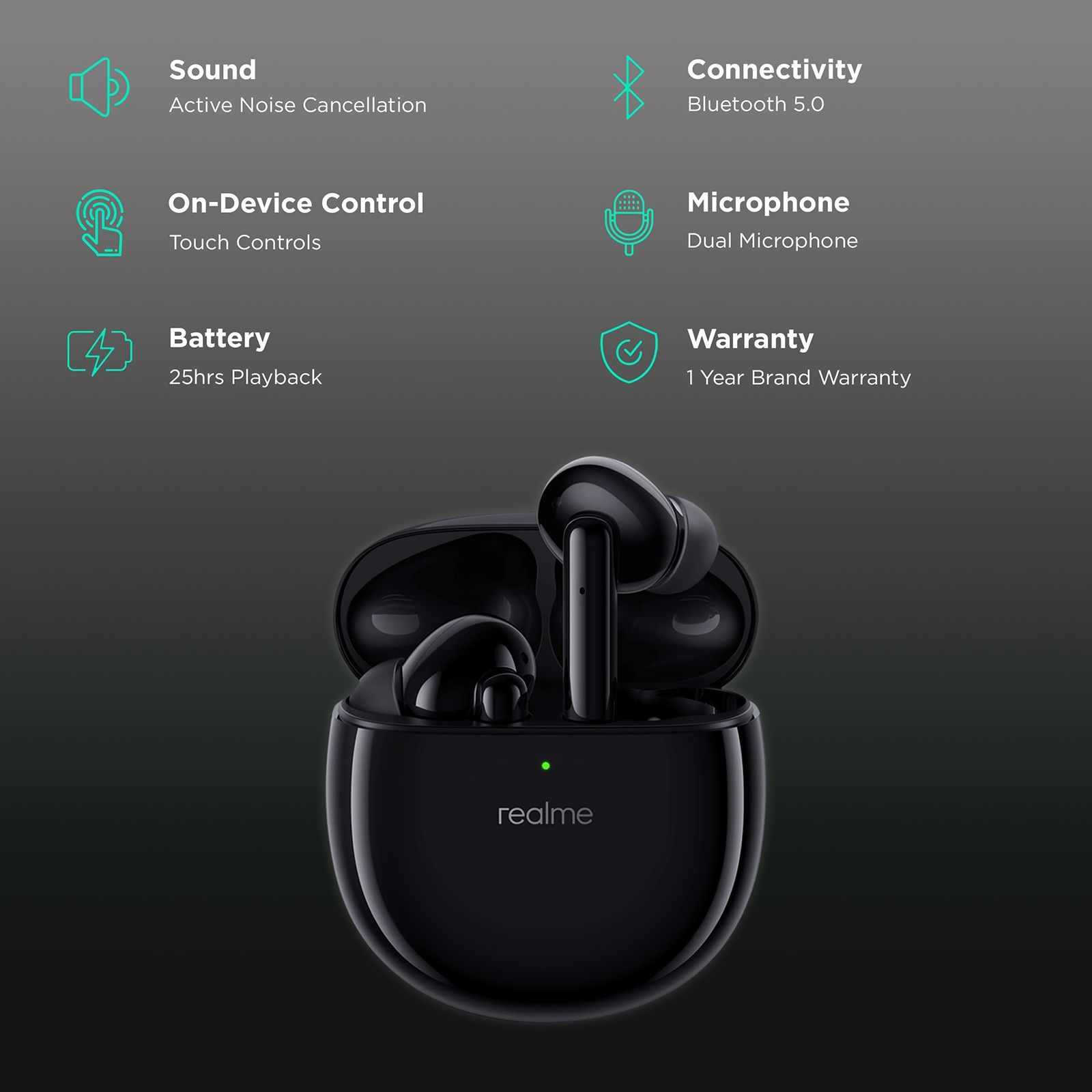 realme Buds Air Pro RMA210 In-Ear Truly Wireless Earbuds with Mic (Bluetooth 5.0, Active Noise Cancellation, Rock Black)_2