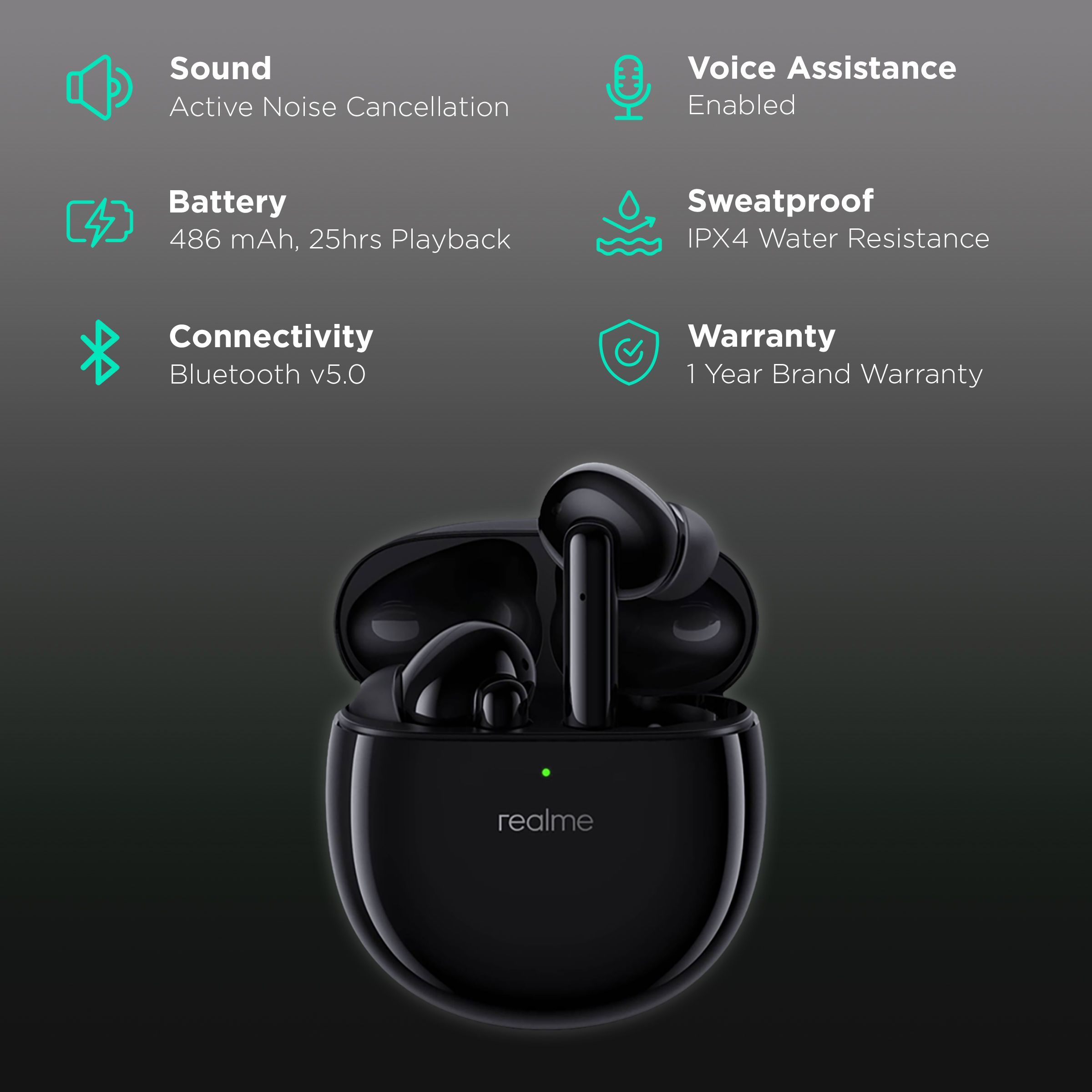 realme Buds Air Pro 4814463 TWS Earbuds with Active Noise Cancellation (IPX4 Water Resistant, 25 Hours Playback, Black)_2