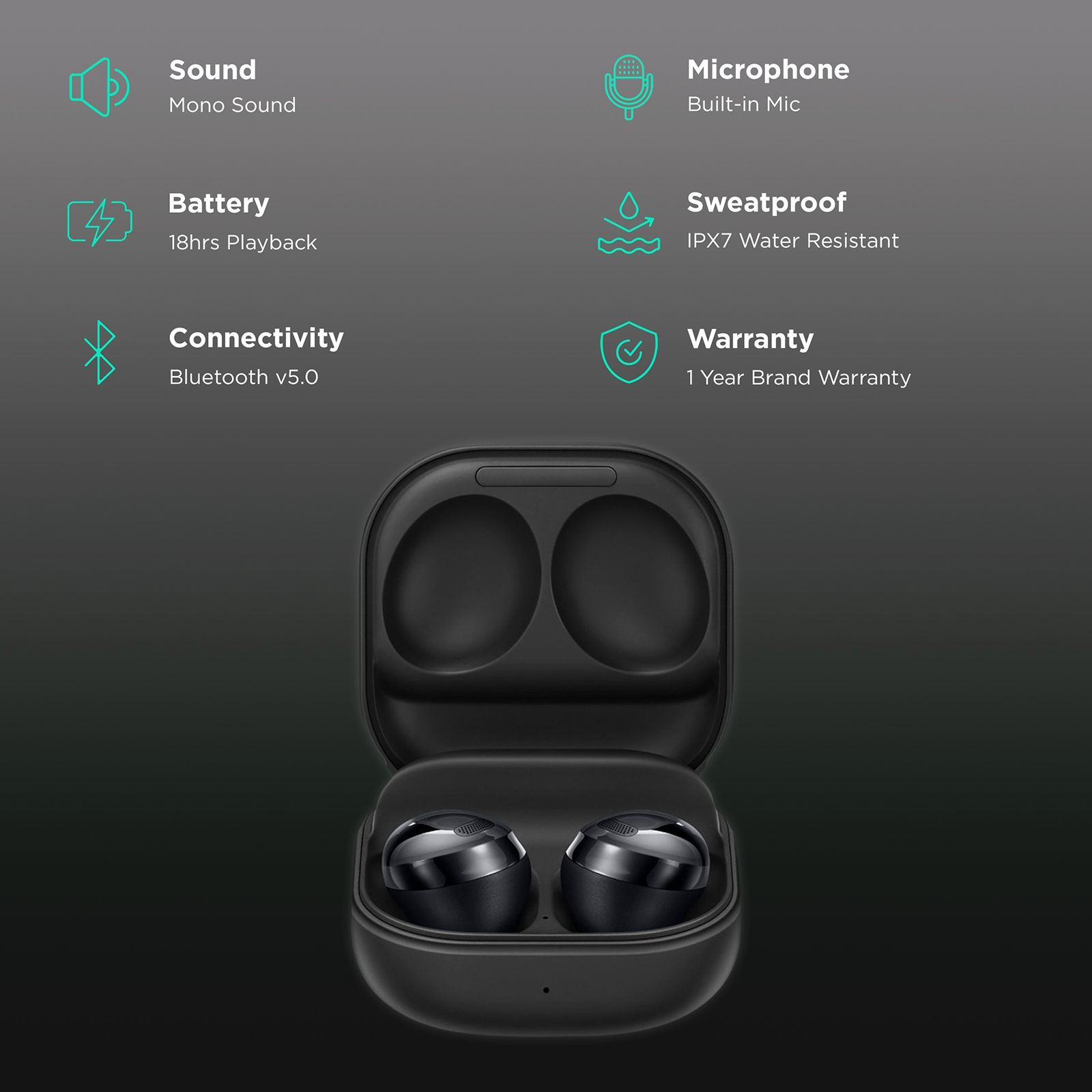 SAMSUNG Galaxy Buds Pro SM-R190NZKAINU In-Ear Truly Wireless Earbuds with Mic (Bluetooth 5.0, Bixby Supported, Phantom Black)_2