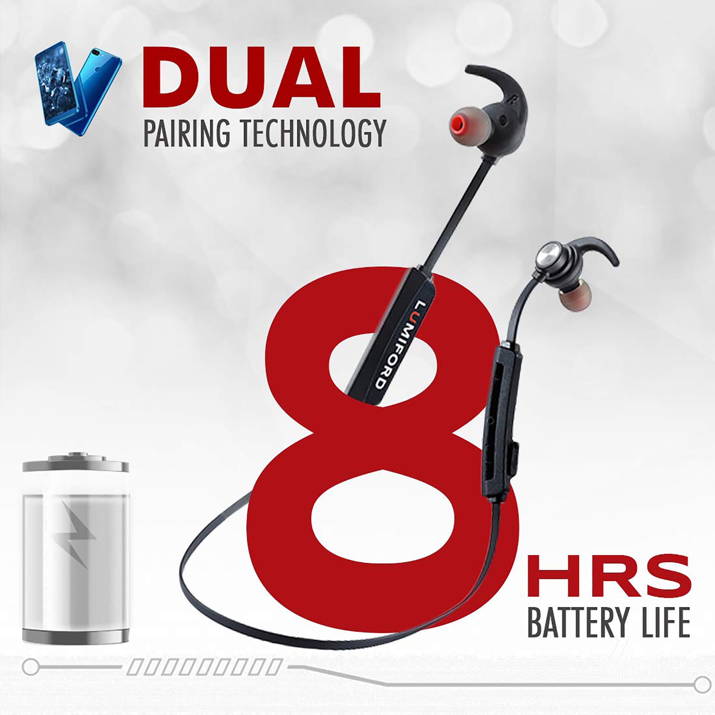 LUMIFORD XploriaHD XP10 Pro Neckband with Noise Cancellation (IPX7 Waterproof & Sweatproof, Dual Pairing Technology, Black)_5