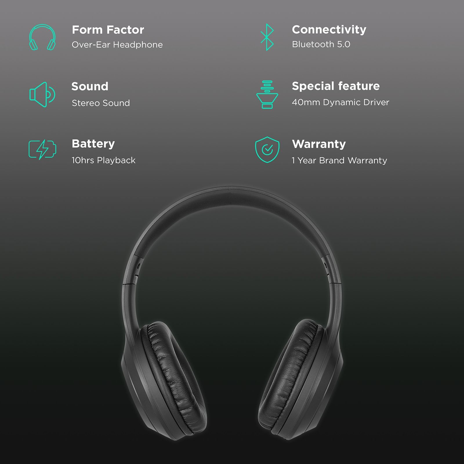 LUMIFORD HD50 Bluetooth Headphone with Mic (Dual Device Connection, Over Ear, Black)_2