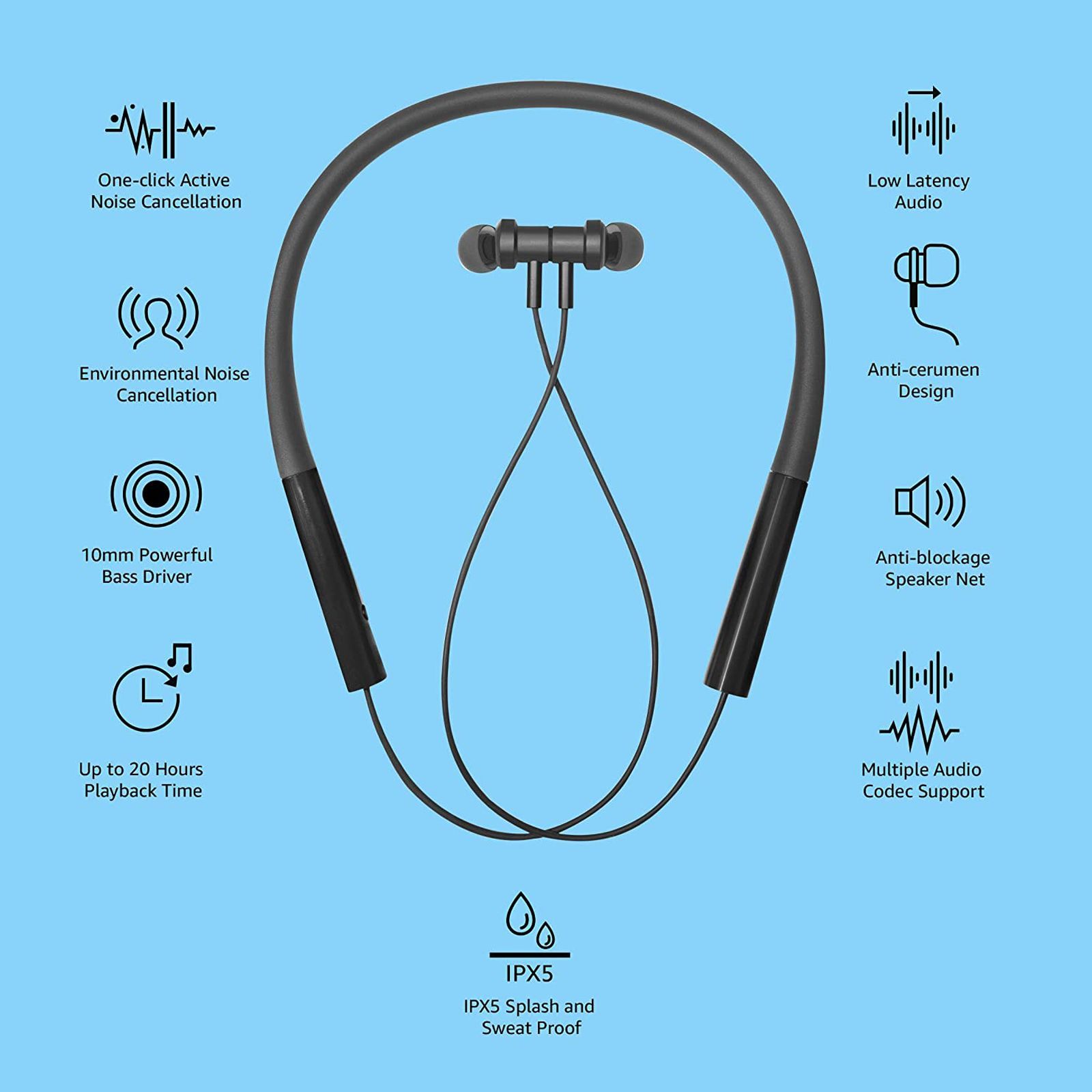 Xiaomi Pro BHR4203IN Neckband with Active Noise Cancellation (IPX5 Splash & Sweatproof, 20 Hours Playback, Black)_5