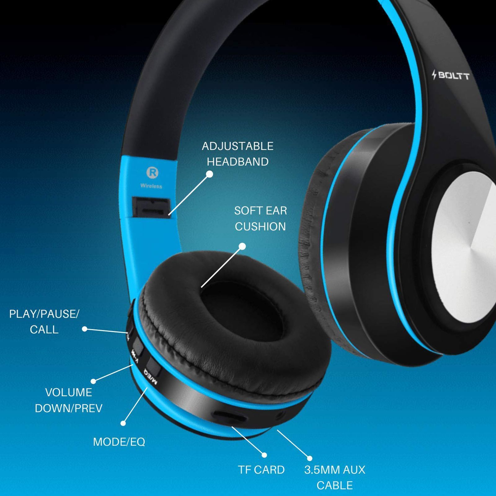 FIRE-BOLTT BH1001 BH1000 On-Ear Noise Isolation Wireless Headphone with Mic (Bluetooth 5.0, Exceptional Sound with Great Bass, Blue)_6