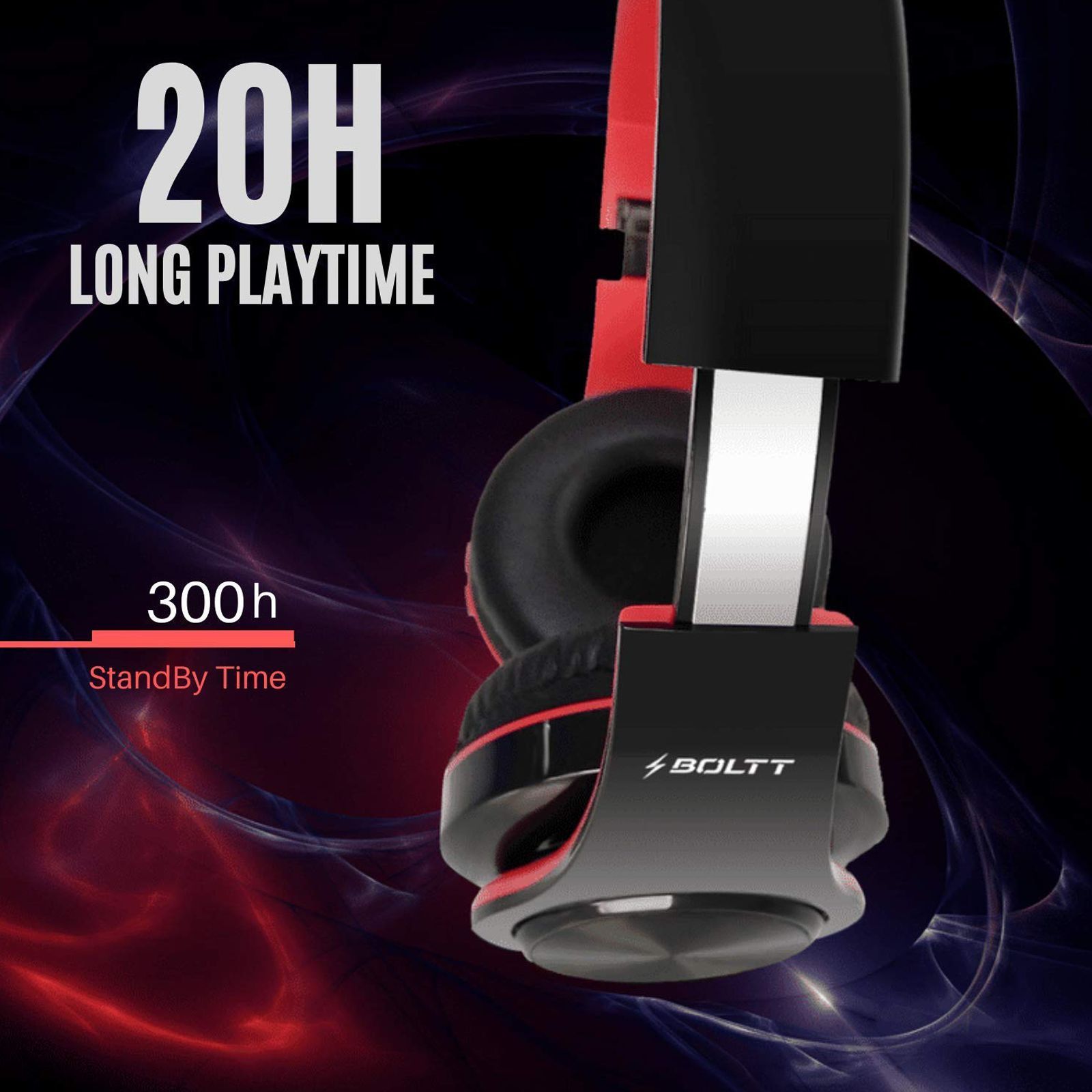 FIRE-BOLTT BH1001 BH1000 On-Ear Noise Isolation Wireless Headphone with Mic (Bluetooth 5.0, Exceptional Sound with Great Bass, Red) FIRE-BOLTT BH1001 BH1000 On-Ear Noise Isolation Wireless Headphone with Mic (Bluetooth 5.0, Exceptional Sound with Great Bass, Red)_8