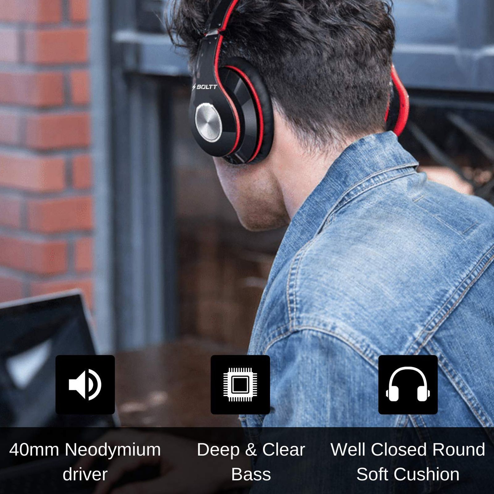 FIRE-BOLTT BH1001 BH1000 On-Ear Noise Isolation Wireless Headphone with Mic (Bluetooth 5.0, Exceptional Sound with Great Bass, Red) FIRE-BOLTT BH1001 BH1000 On-Ear Noise Isolation Wireless Headphone with Mic (Bluetooth 5.0, Exceptional Sound with Great Bass, Red)_10