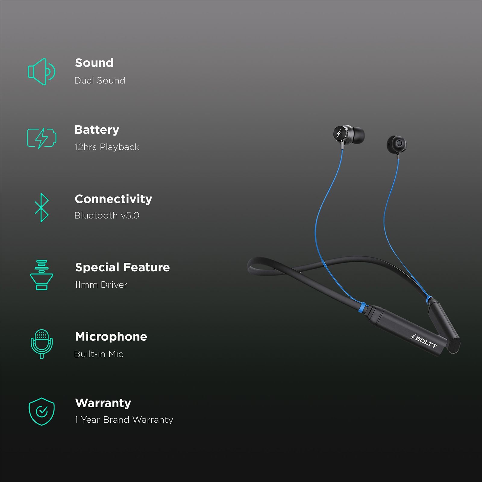 FIRE-BOLTT BN1001 BN1000 In-Ear Noise Isolation Wireless Earphone with Mic (Bluetooth 5.0, Voice Assistant Supported, Blue)_2