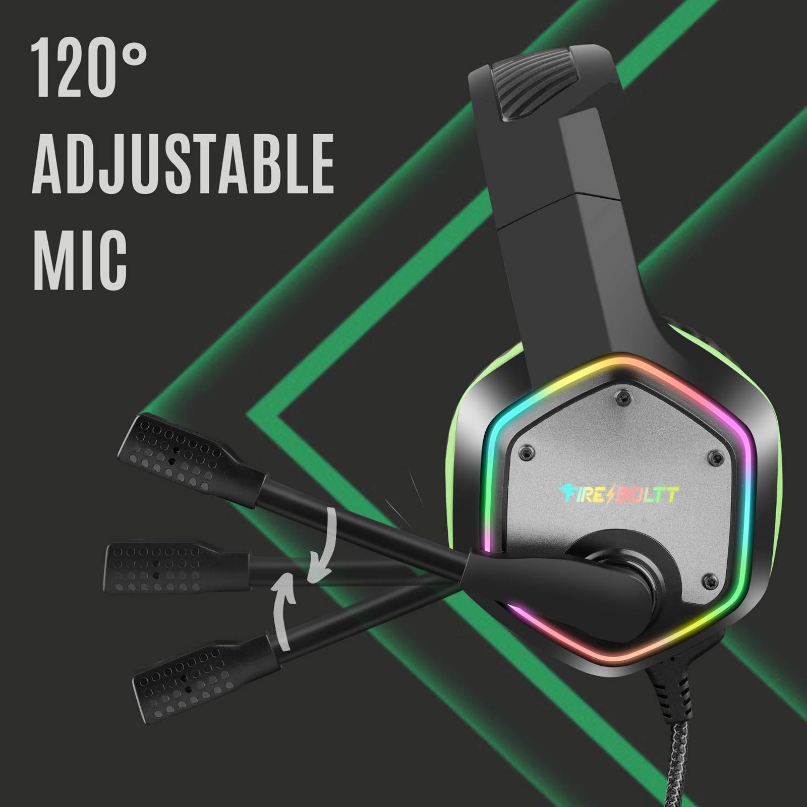 FIRE-BOLTT 13BGHAAY#1 BGH1300 Wired Headphone with Mic ( Over-Ear, Lime )_5