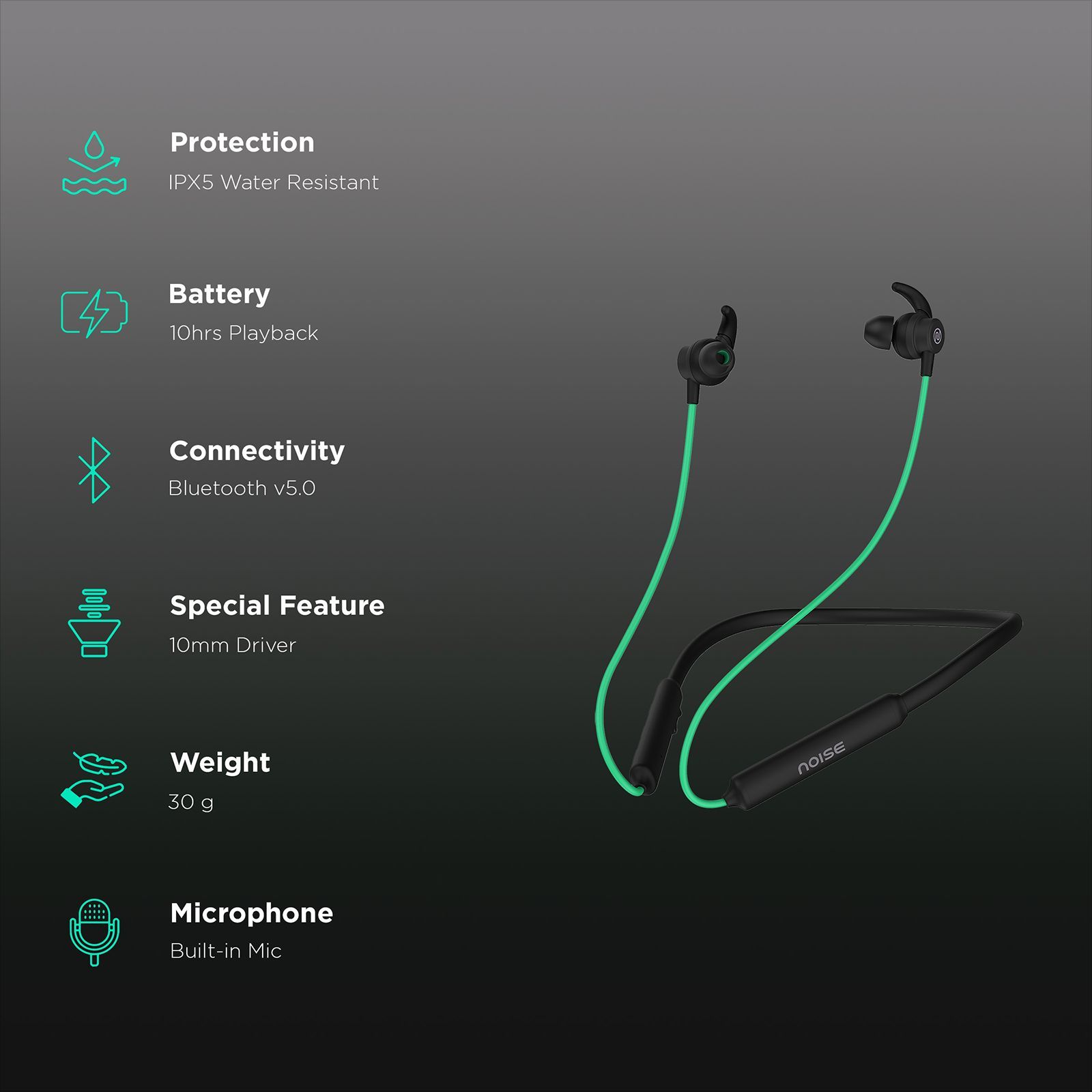 noise Tune Neckband (IPX5 Water Resistant, Voice Guidance Supported, Green) noise Tune Neckband (IPX5 Water Resistant, Voice Guidance Supported, Green)_2