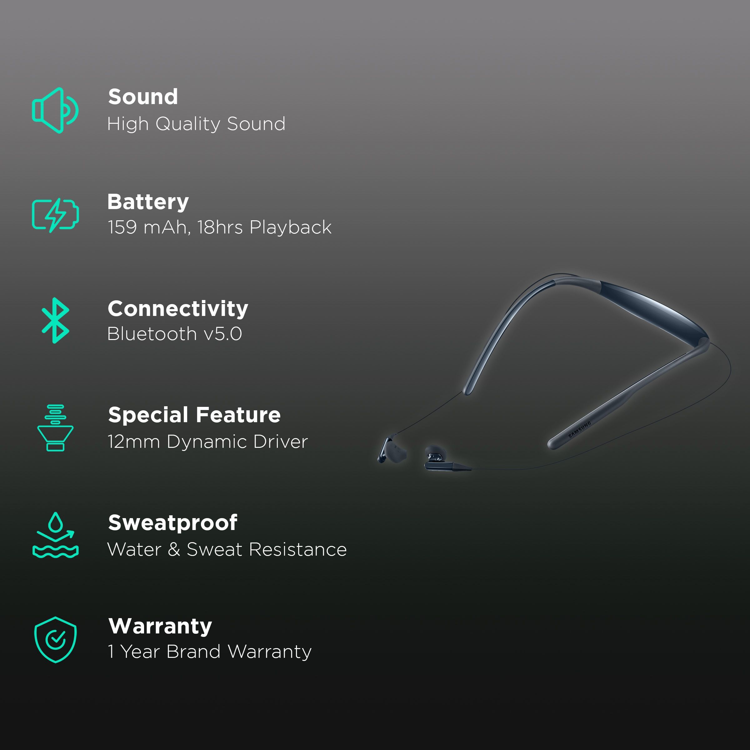 SAMSUNG Level U2 EO-B3300BLEGIN-Lev Neckband (Sweat & Water Resistant, 18 Hours Playtime, Blue)_2