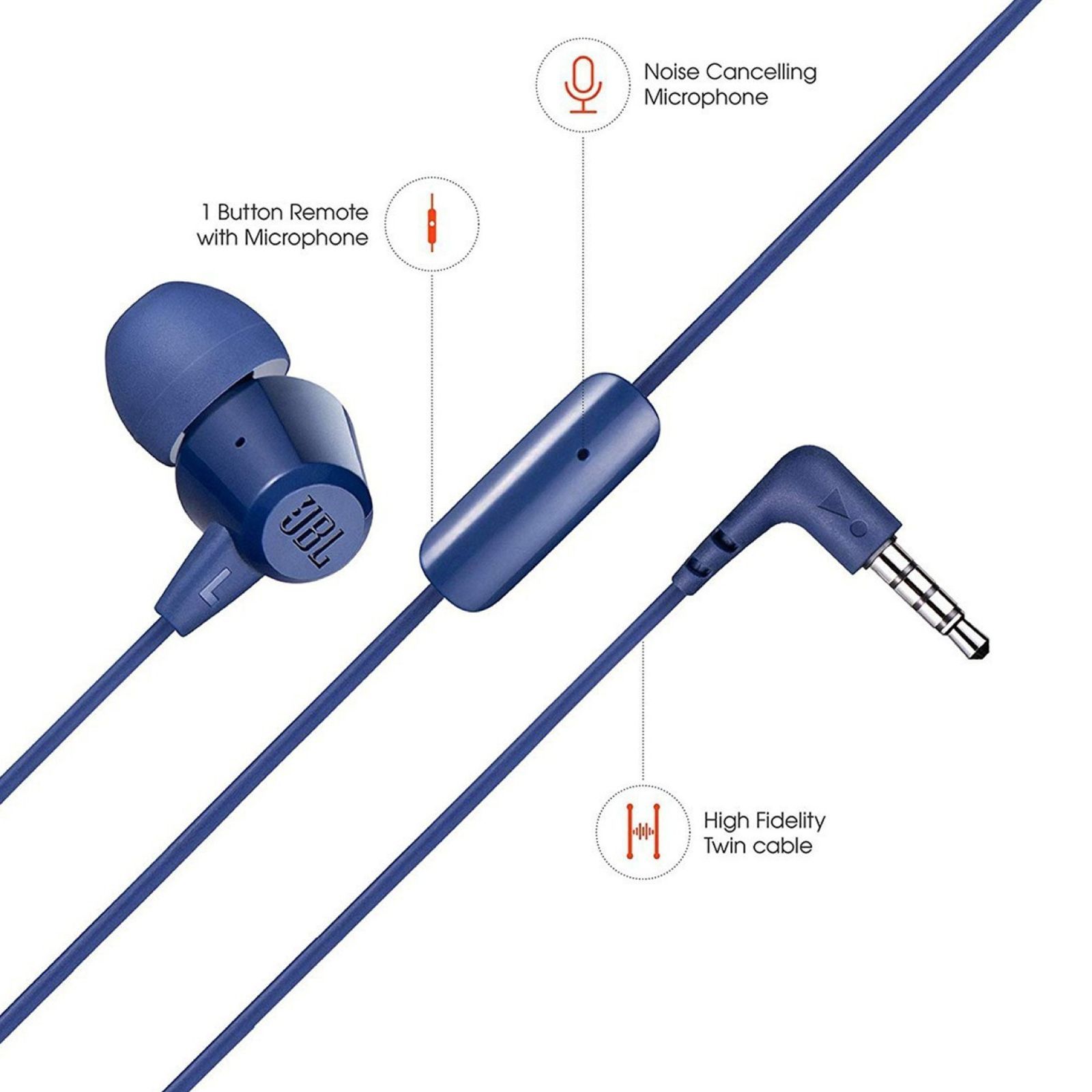 JBL T50HIBLUIN Wired Earphone with Mic (In Ear, Blue)_7