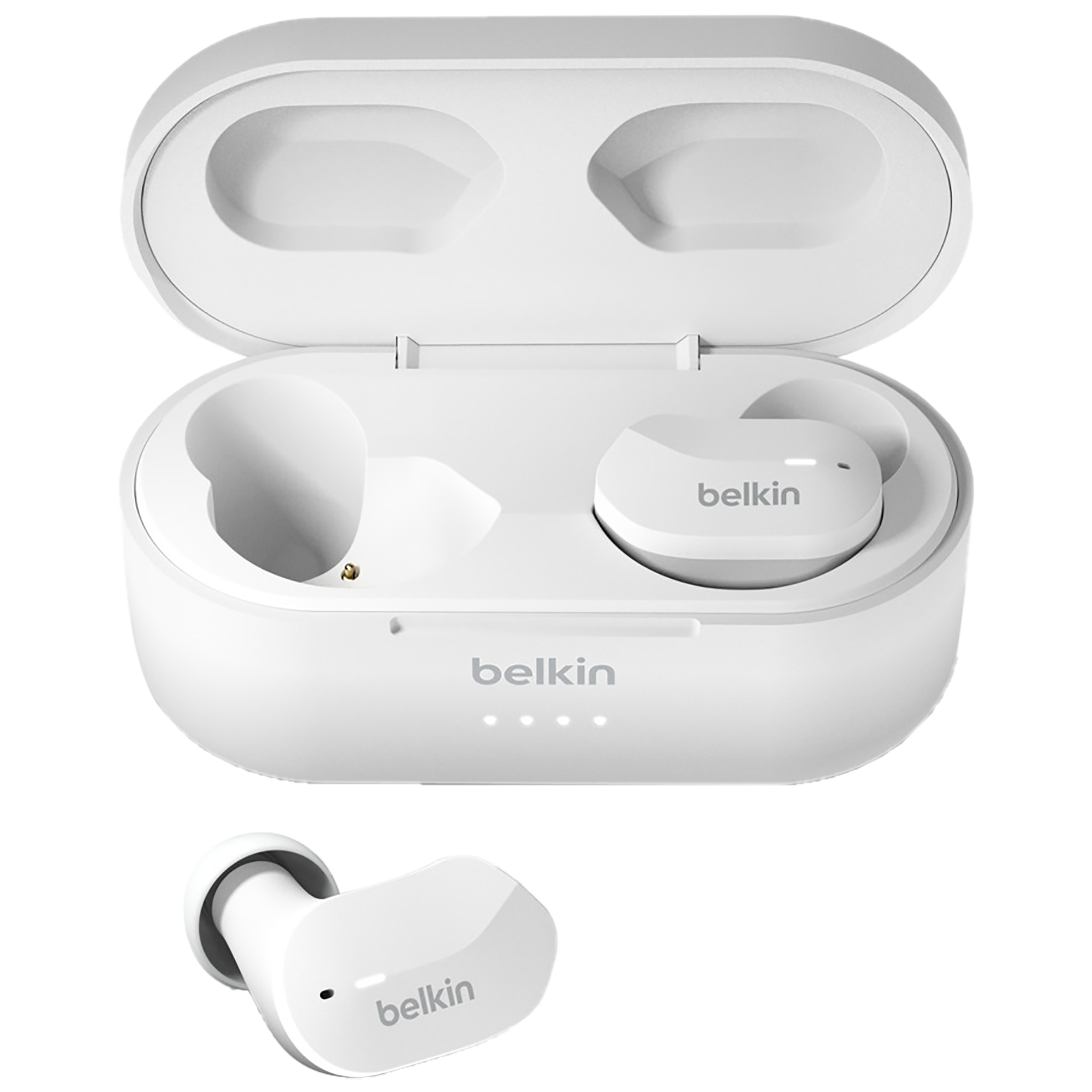 Belkin Soundform AUC001btWH TWS Earbuds with Noise Isolation (IPX5 Sweat & Water Resistant, 24 Hours Playback, White)_1