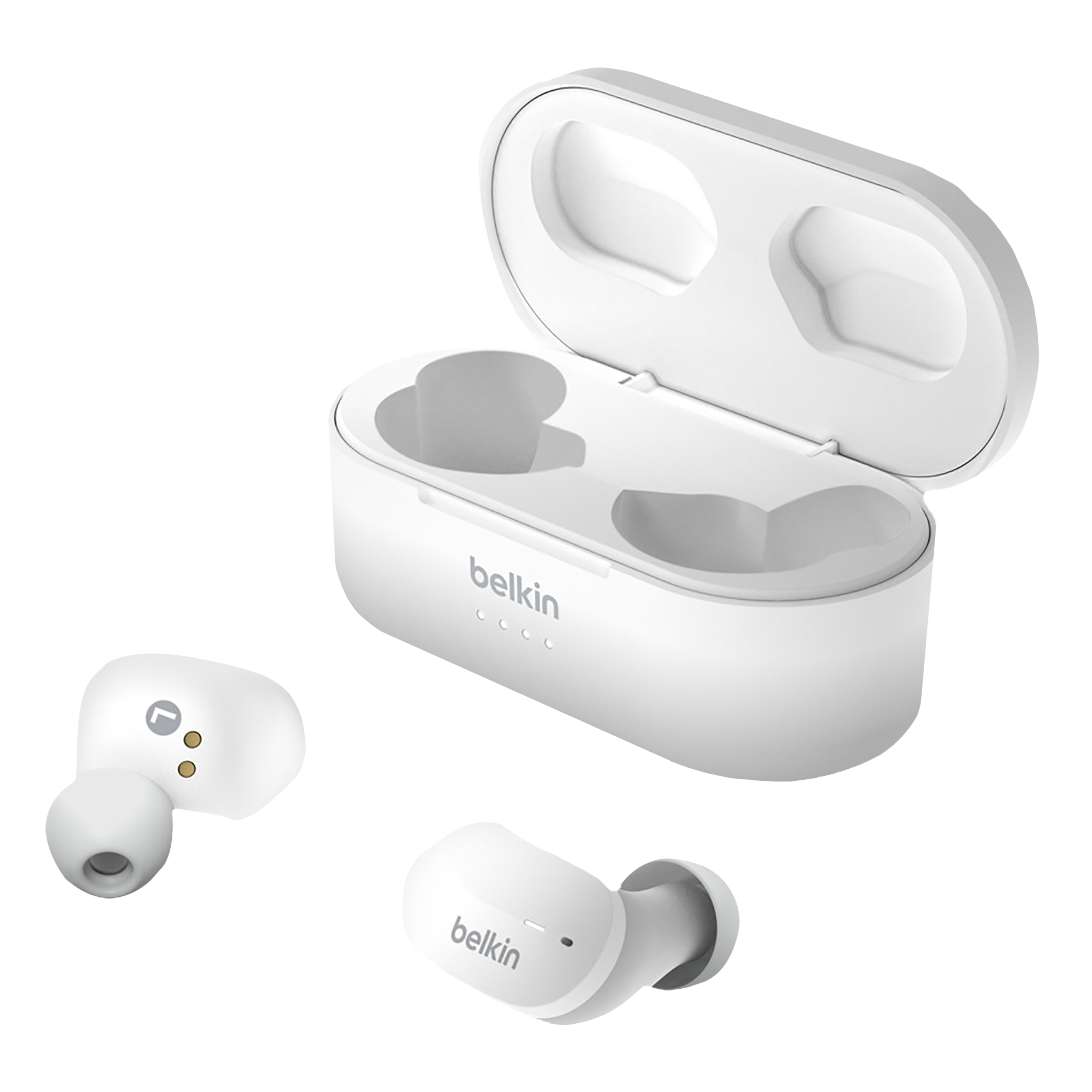 Belkin Soundform AUC001btWH TWS Earbuds with Noise Isolation (IPX5 Sweat & Water Resistant, 24 Hours Playback, White)_3