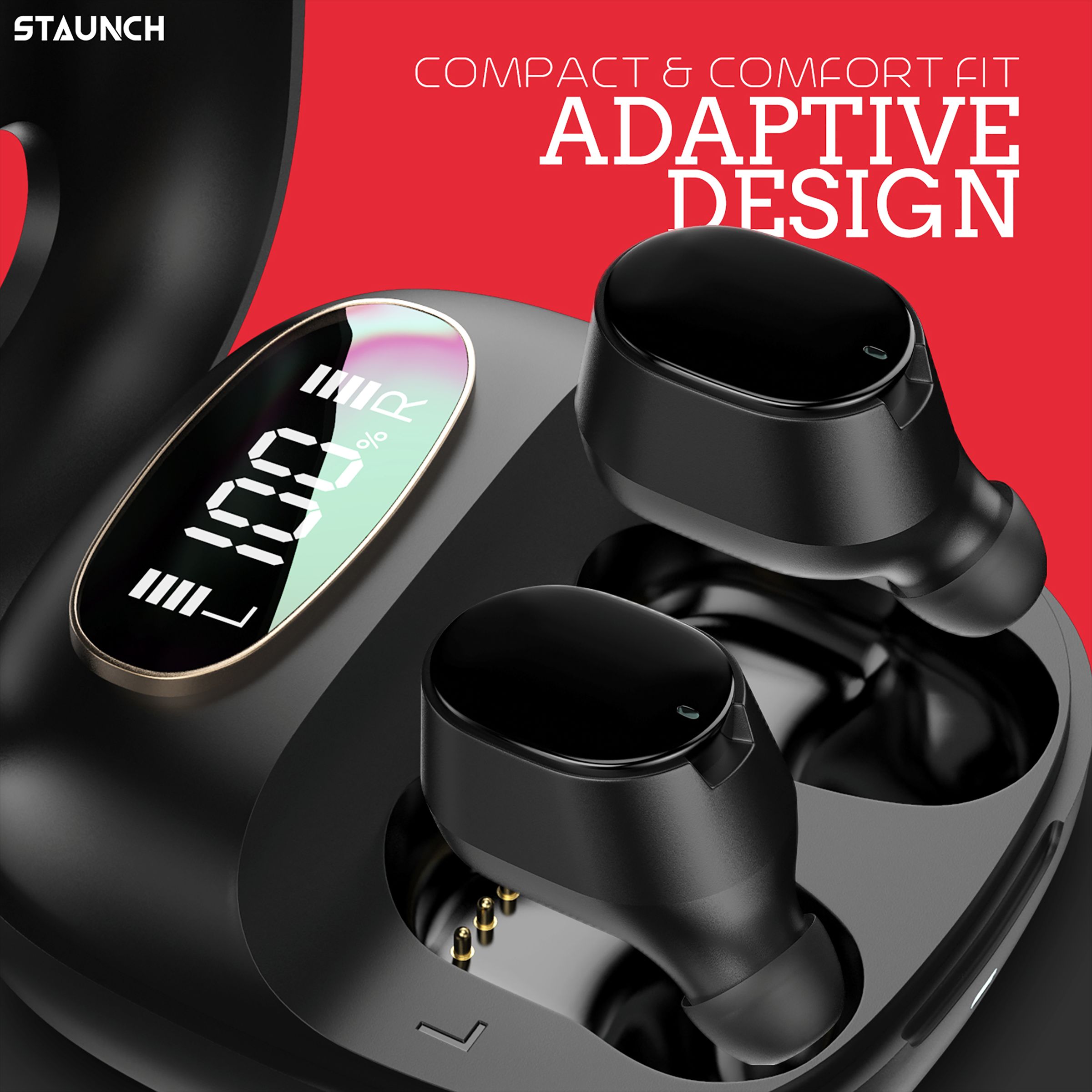 STAUNCH Boom 300 TWS Earbuds with Active Noise Cancellation (Sweatproof & Water Resistant, 20 Hours Playback, Black)_6