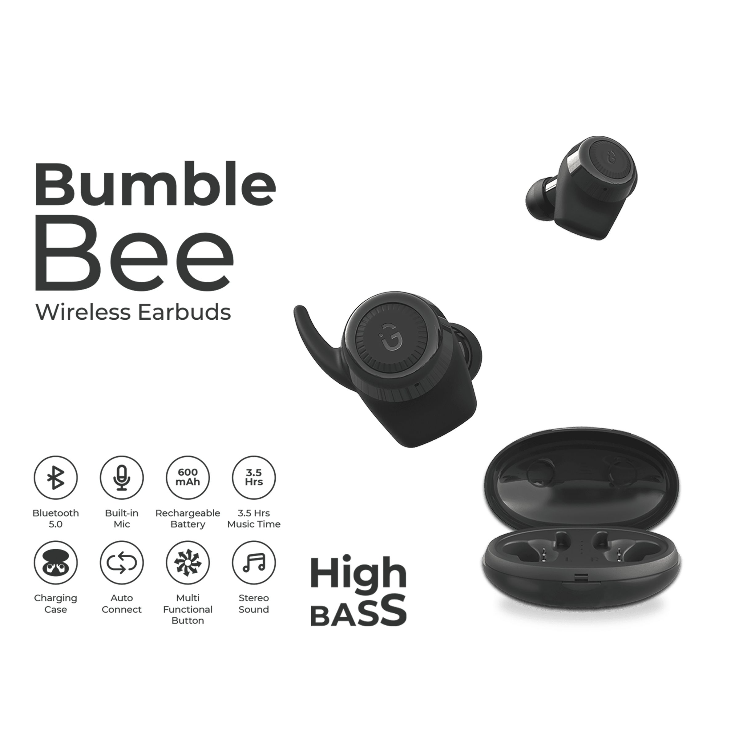 iGear Bumblebee iG-1142 TWS Earbuds (Sweatproof, Multi Functional Button, Black) iGear Bumblebee iG-1142 TWS Earbuds (Sweatproof, Multi Functional Button, Black)_9