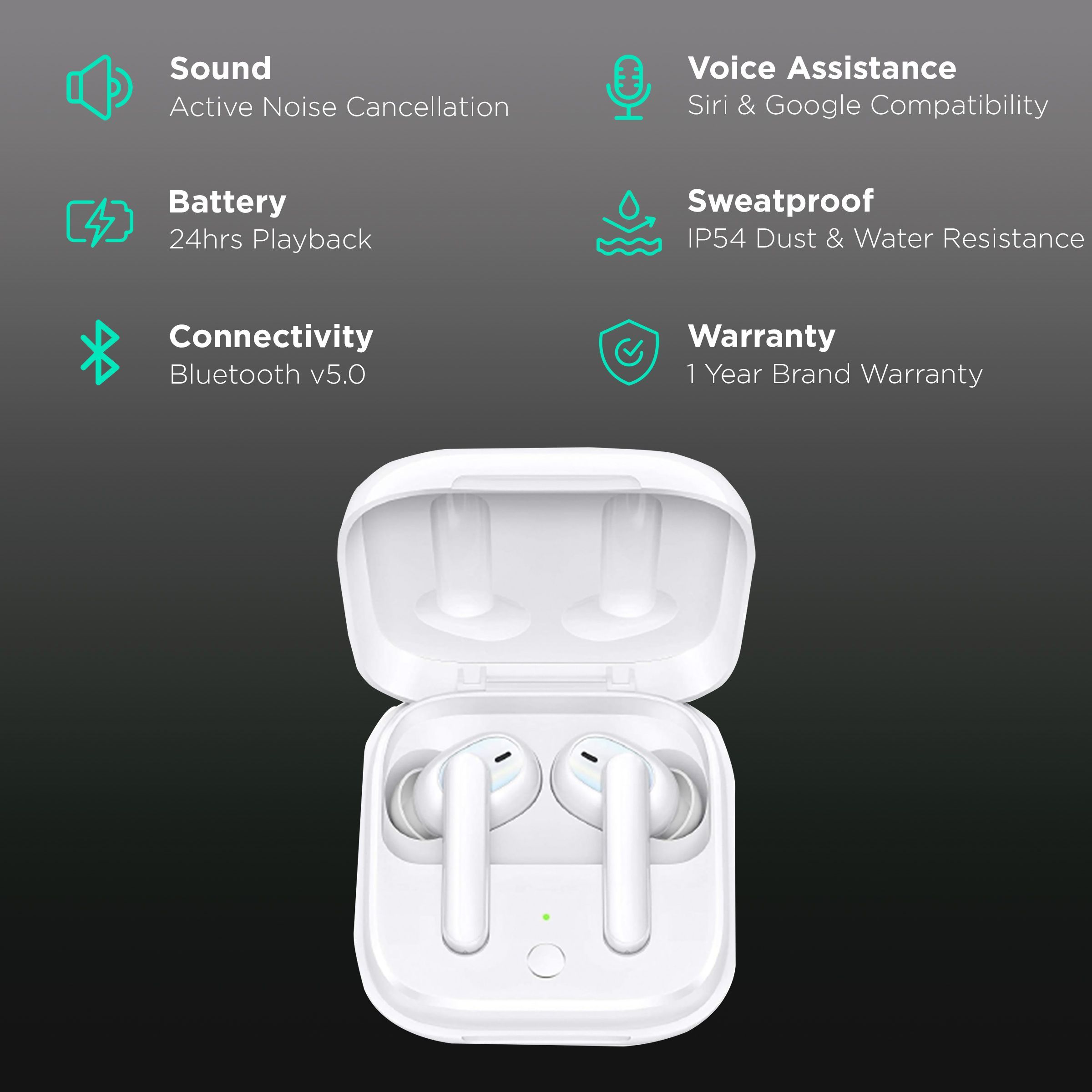 oppo Enco ETI21 TWS Earbuds with Active Noise Cancellation (IP54 Dust & Water Resistant, 24 Hours Playtime, Floral White)_2