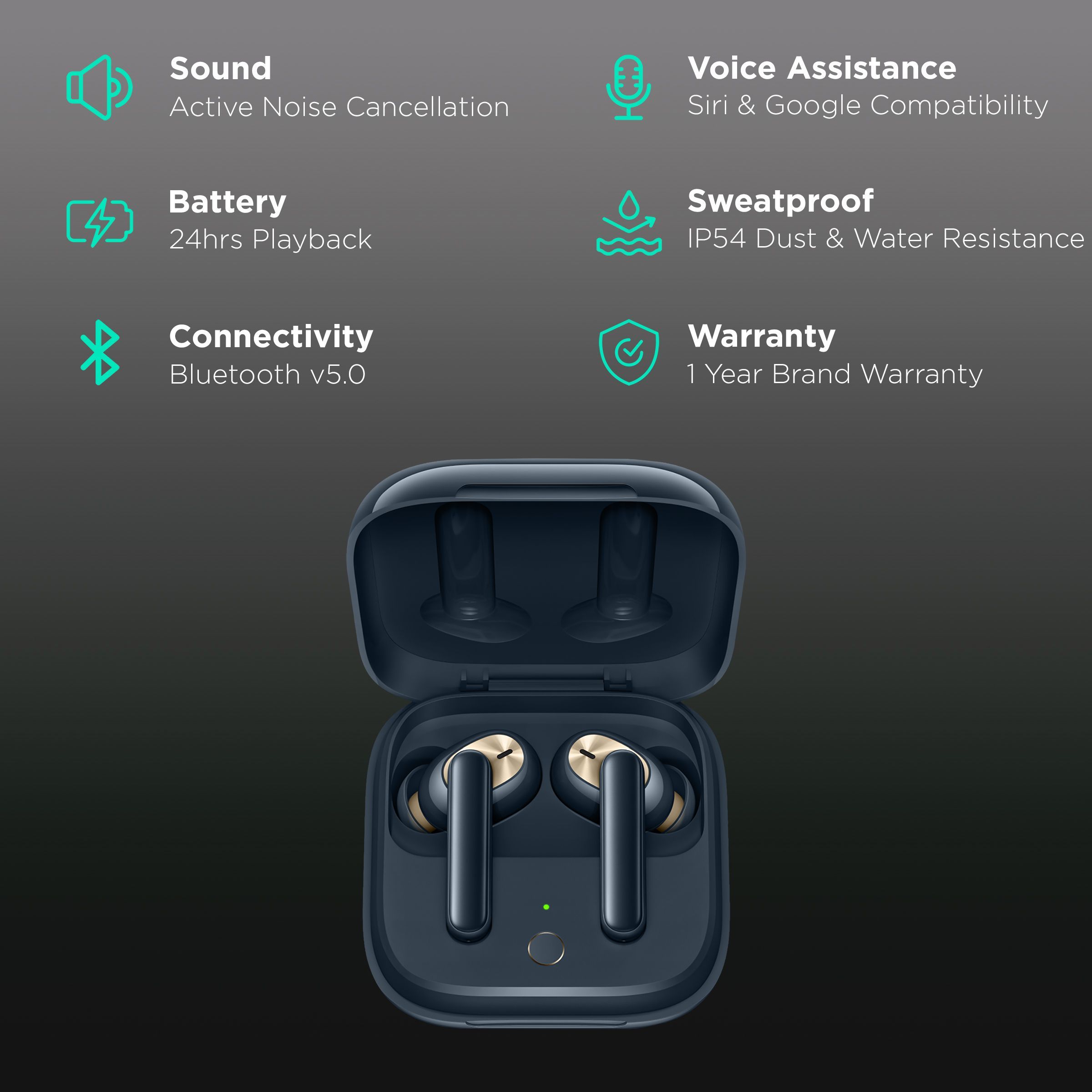 oppo Enco ETI22 TWS Earbuds with Active Noise Cancellation (IP54 Dust & Water Resistant, 24 Hours Playtime, Starry Blue)_2