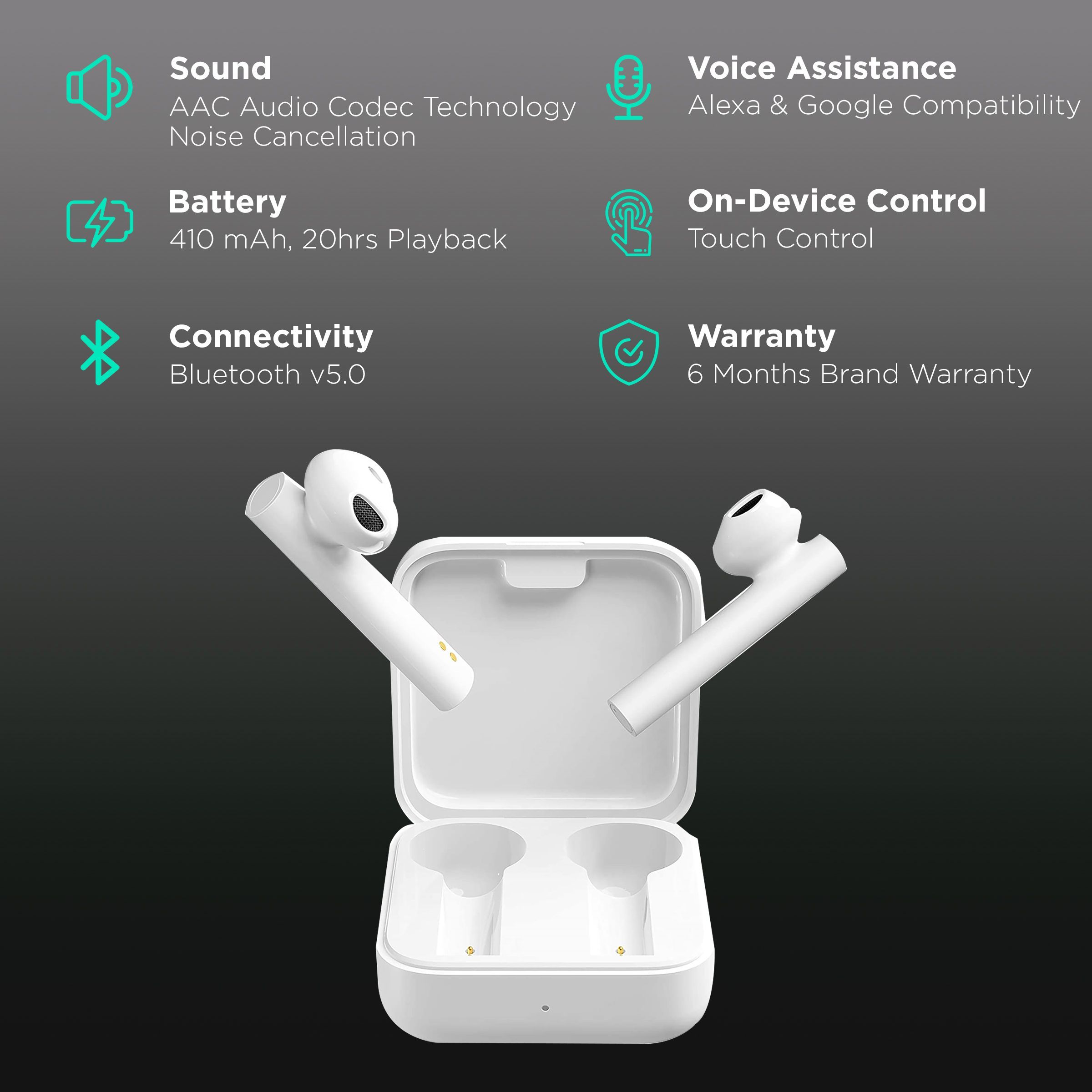 Xiaomi 2C BHR4353IN TWS Earbuds with Environmental Noise Cancellation (20 Hours Playback, White)_2