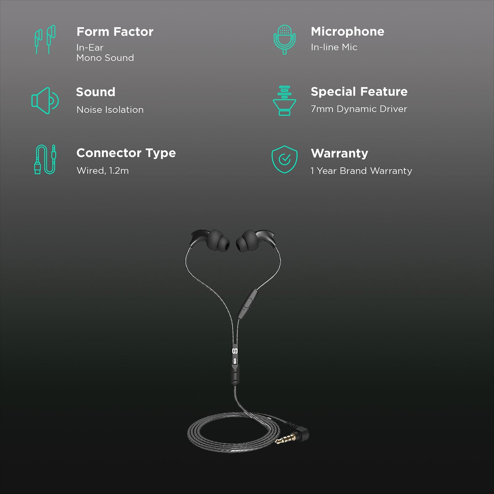 SoundBot SB305 Wired Earphone with Mic (In Ear, Black)_2