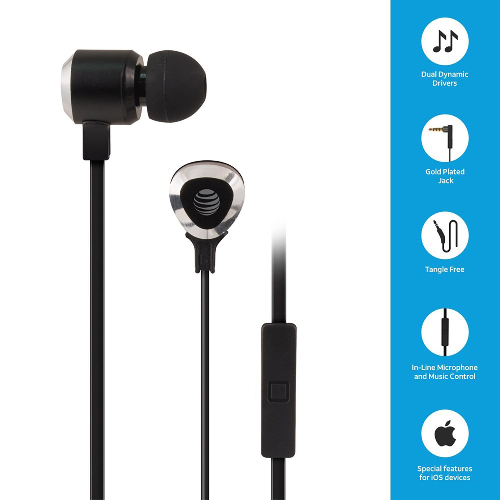 AT&T SEB50 Wired Earphone with Mic (In Ear, Black)_6