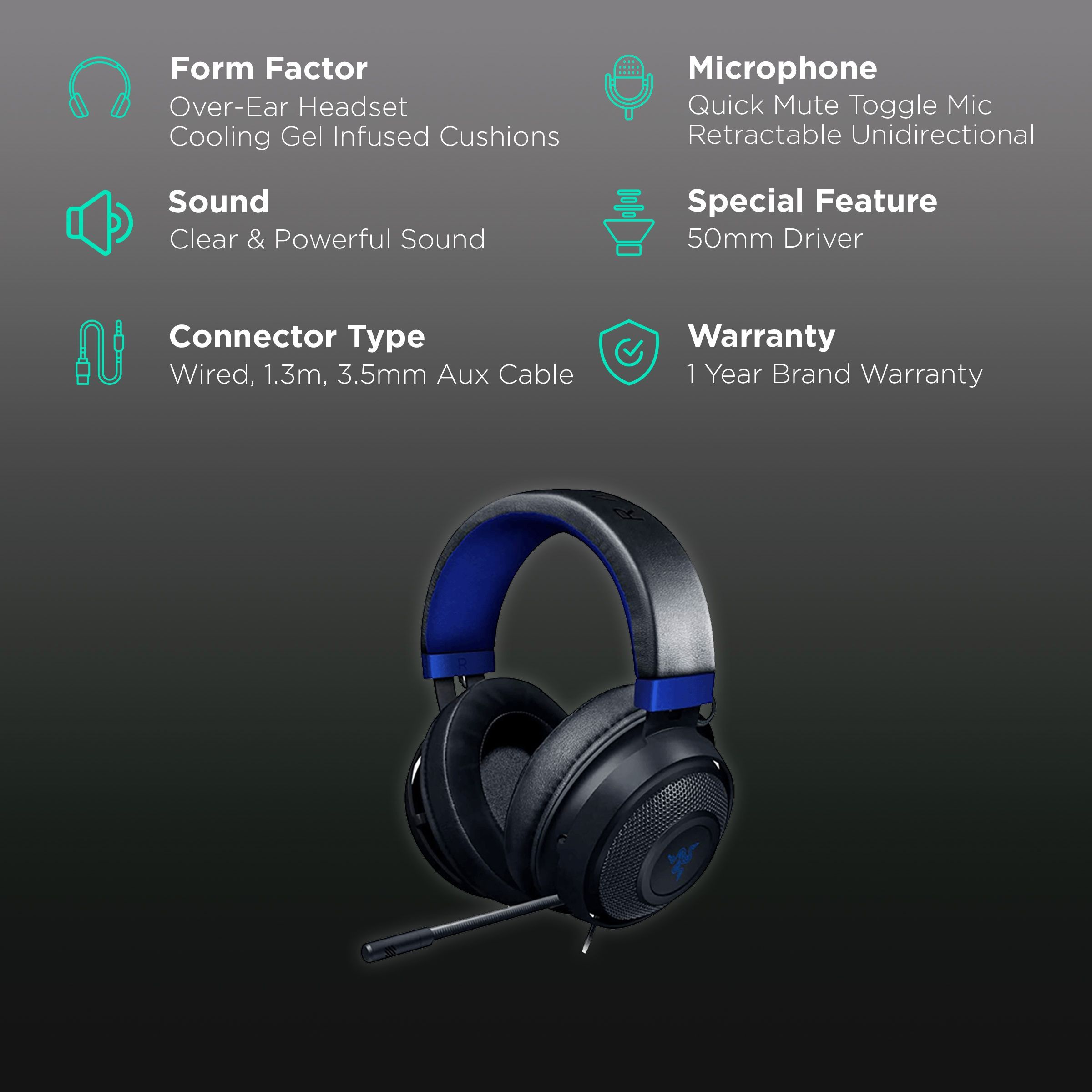 RAZER Kraken RZ04-02830500-R3M1 Wired Gaming Headset (Thicker Headband Padding, Over Ear, Black)_2