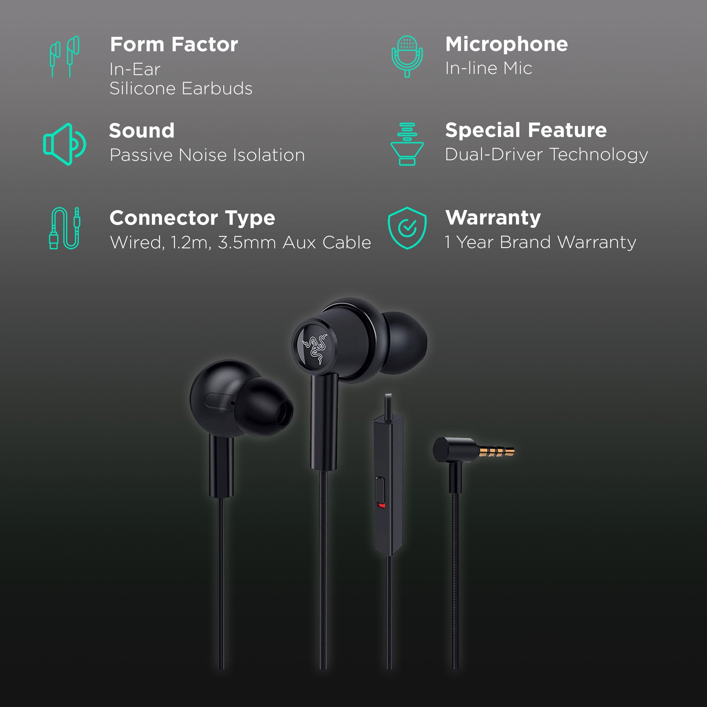 RAZER Hammerhead Duo RZ12-03030200-R3M1 Wired Earphone with Mic (In Ear, Classic Black)_2