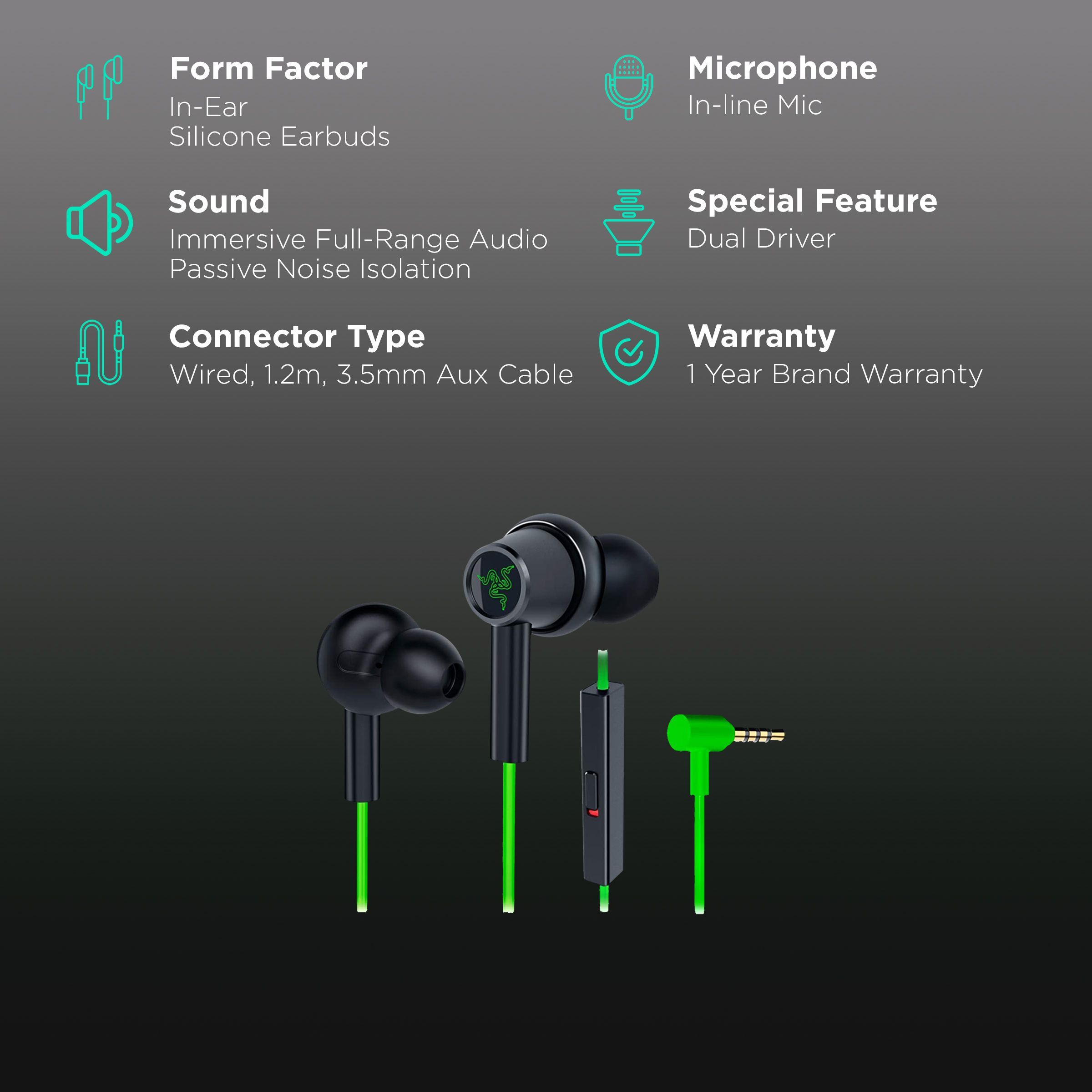 RAZER Hammerhead Duo RZ12-03030300-R3M1 Wired Earphone with Mic (In Ear, Green/Black)_2