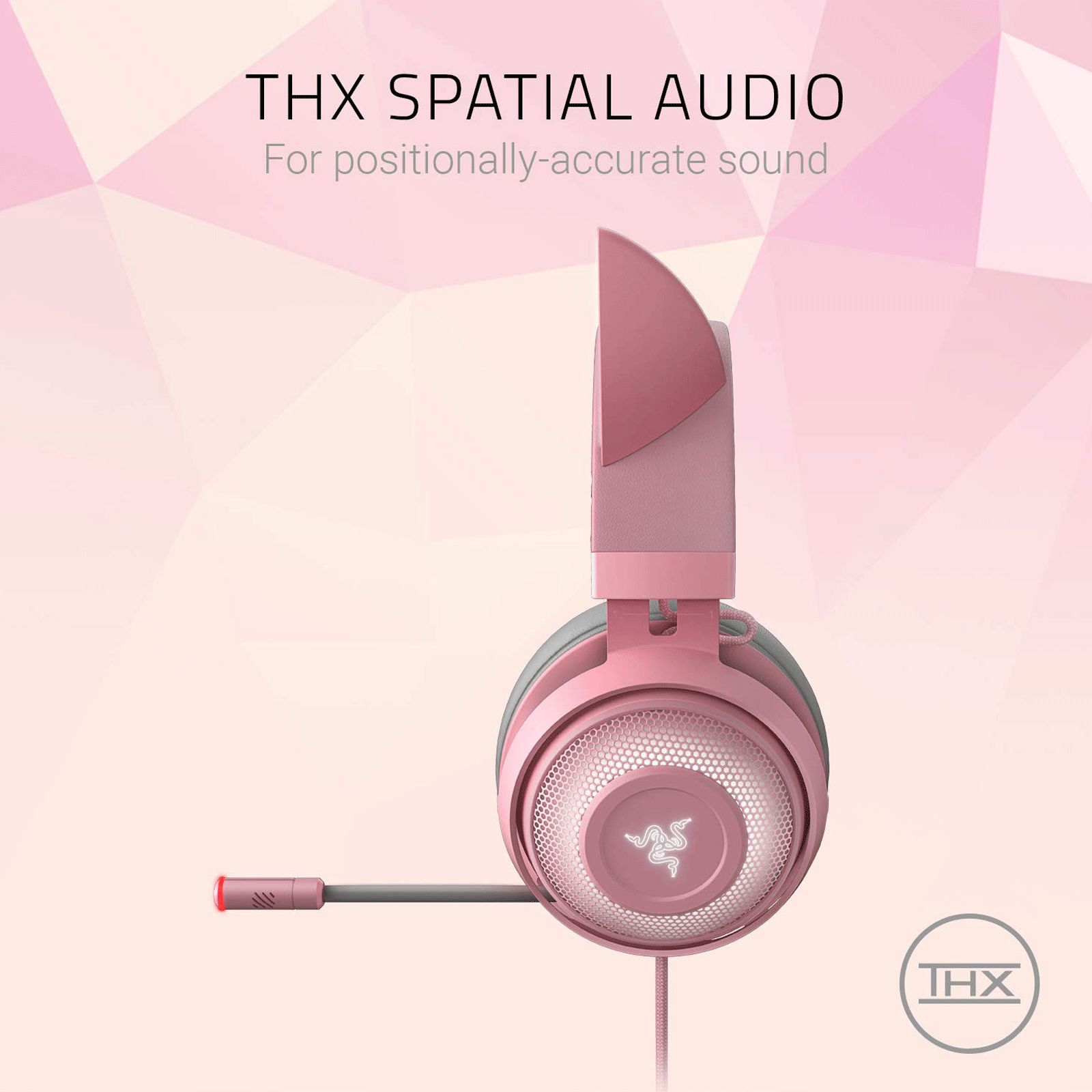 RAZER Kraken Kitty Quartz RZ04-02980200-R3M1 Wired Gaming Headset with Active Noise Cancellation (Stream Reactive Lighting, Over Ear, Pink)_5