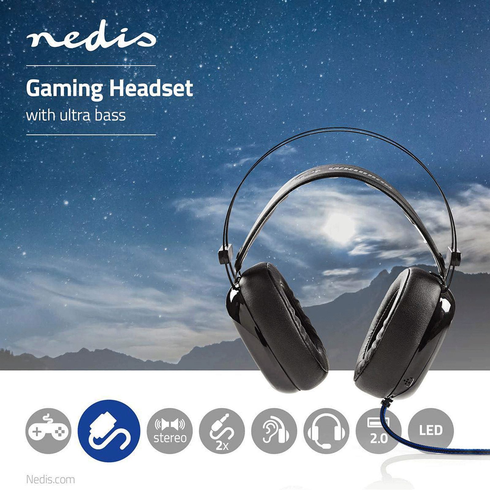 nedis GHST300BK Wired Gaming Headset (Adjustable Headband, Over Ear, Black)_7