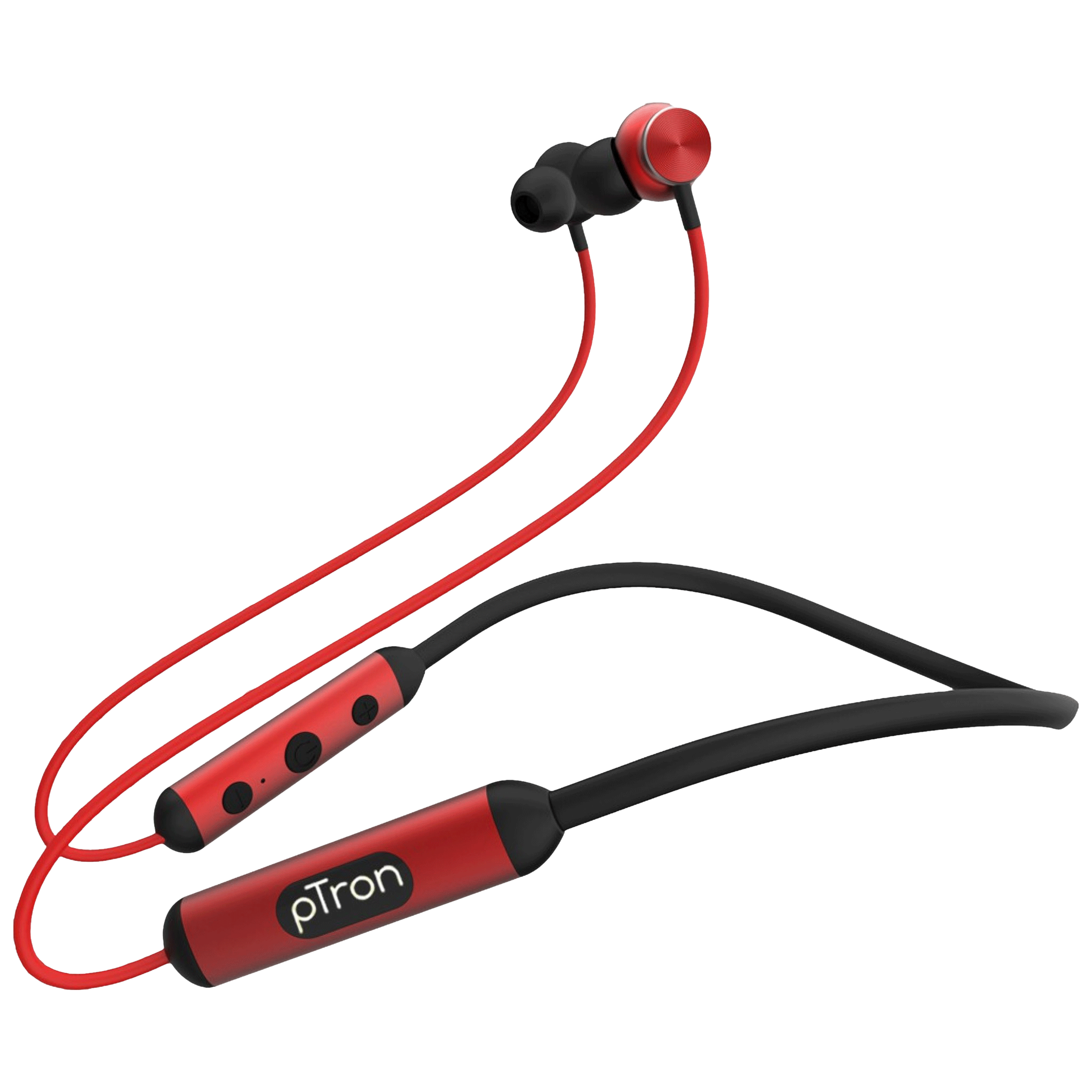 pTron InTunes Ultima 140318024 Neckband with Passive Noise Cancellation (IPX4 Sweat & Water Resistant, 18 Hours Playtime, Black/Red)_1
