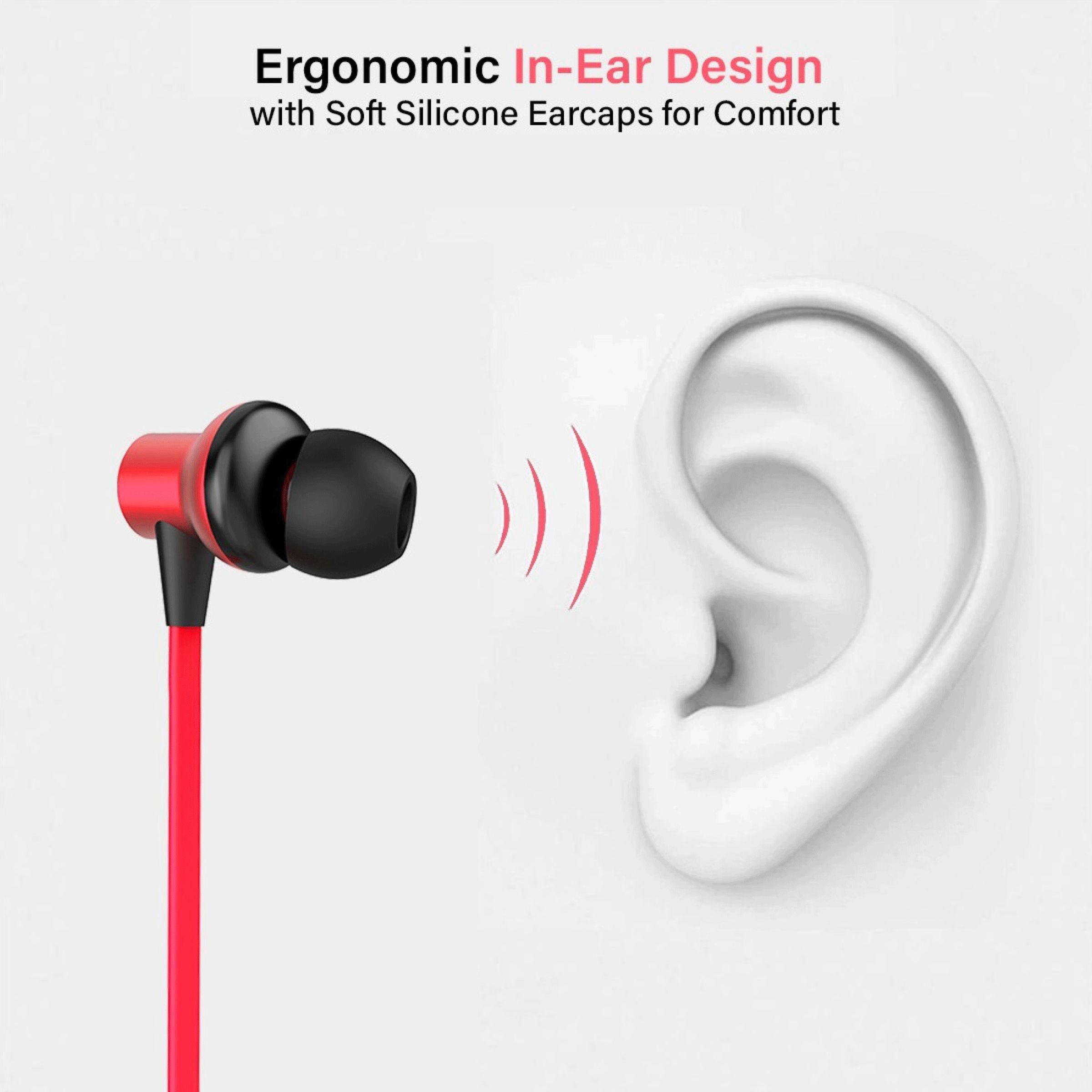 pTron Avento Classic 140317897 Neckband with Passive Noise Cancellation (Sweat & Water Resistant, 3.5 Hours Playtime, Black/Red)_7