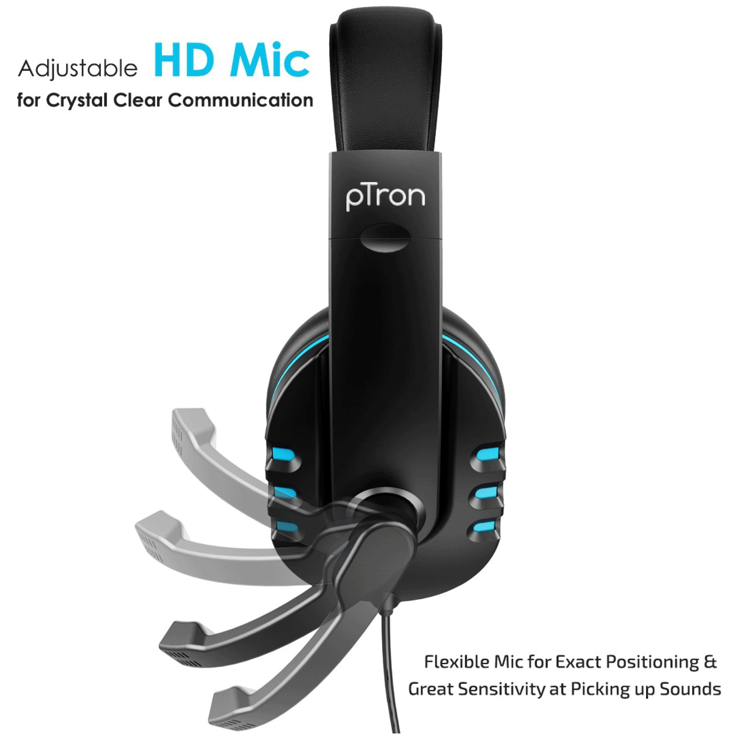 pTron Soundster Arcade 140317988 Over-Ear Wired Gaming Headphone with Mic (40mm Dynamic Driver, Black/Blue)_5