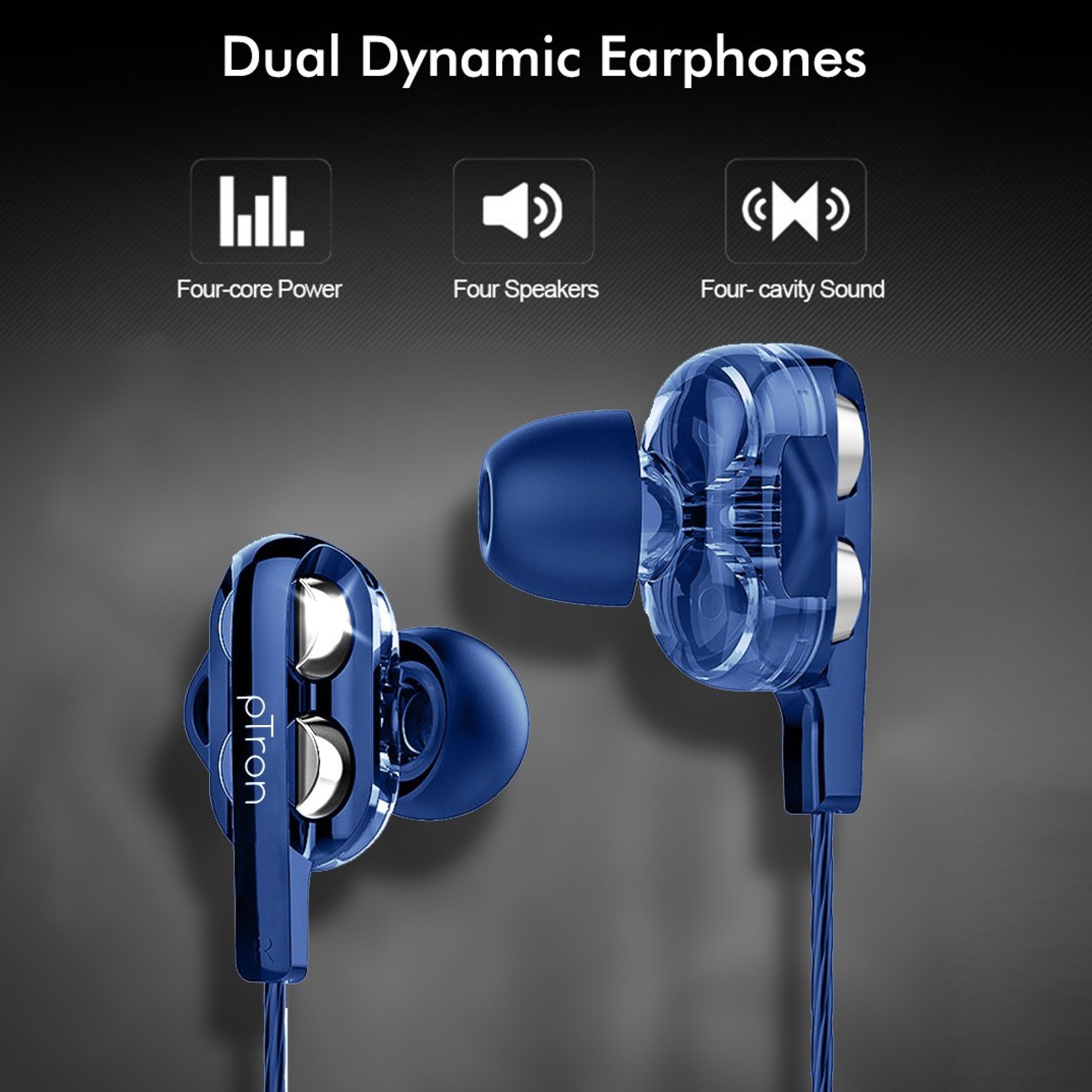 pTron Boom Pro 140317851 Wired Earphone with Mic (In Ear, Dark Blue) pTron Boom Pro 140317851 Wired Earphone with Mic (In Ear, Dark Blue)_5