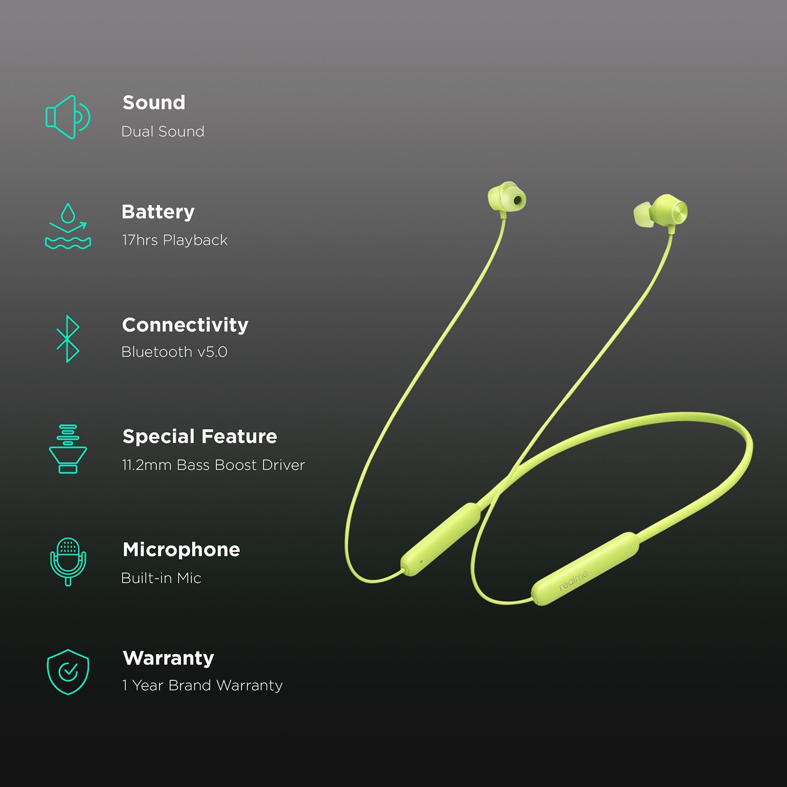 realme Buds Wireless 2 Neo RMA2011 In-Ear Wireless Earphone With Mic (Bluetooth 5.0, Bass Booster Driver, Green)_2