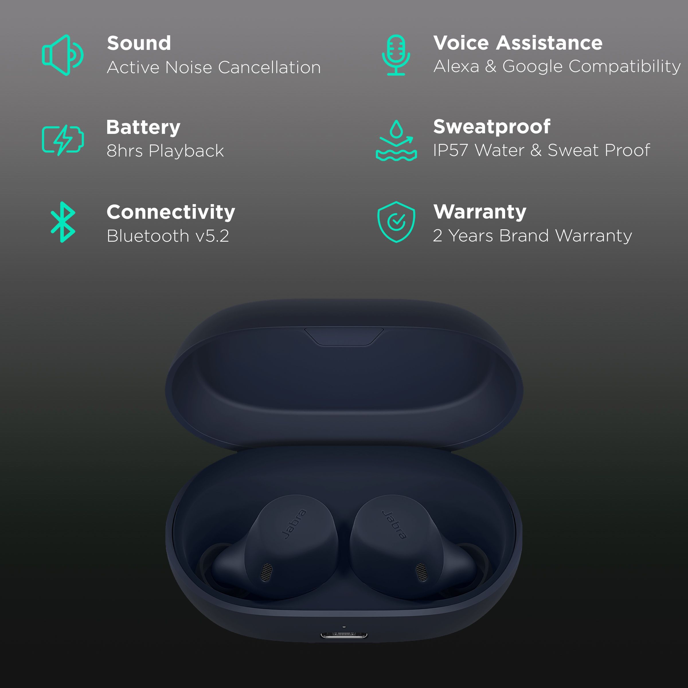 Jabra Elite 7 Active 100-99171002-40 TWS Earbuds with Active Noise Cancellation (IP57 Water & Sweatproof, 30 Hours Playback, Navy Blue)_2