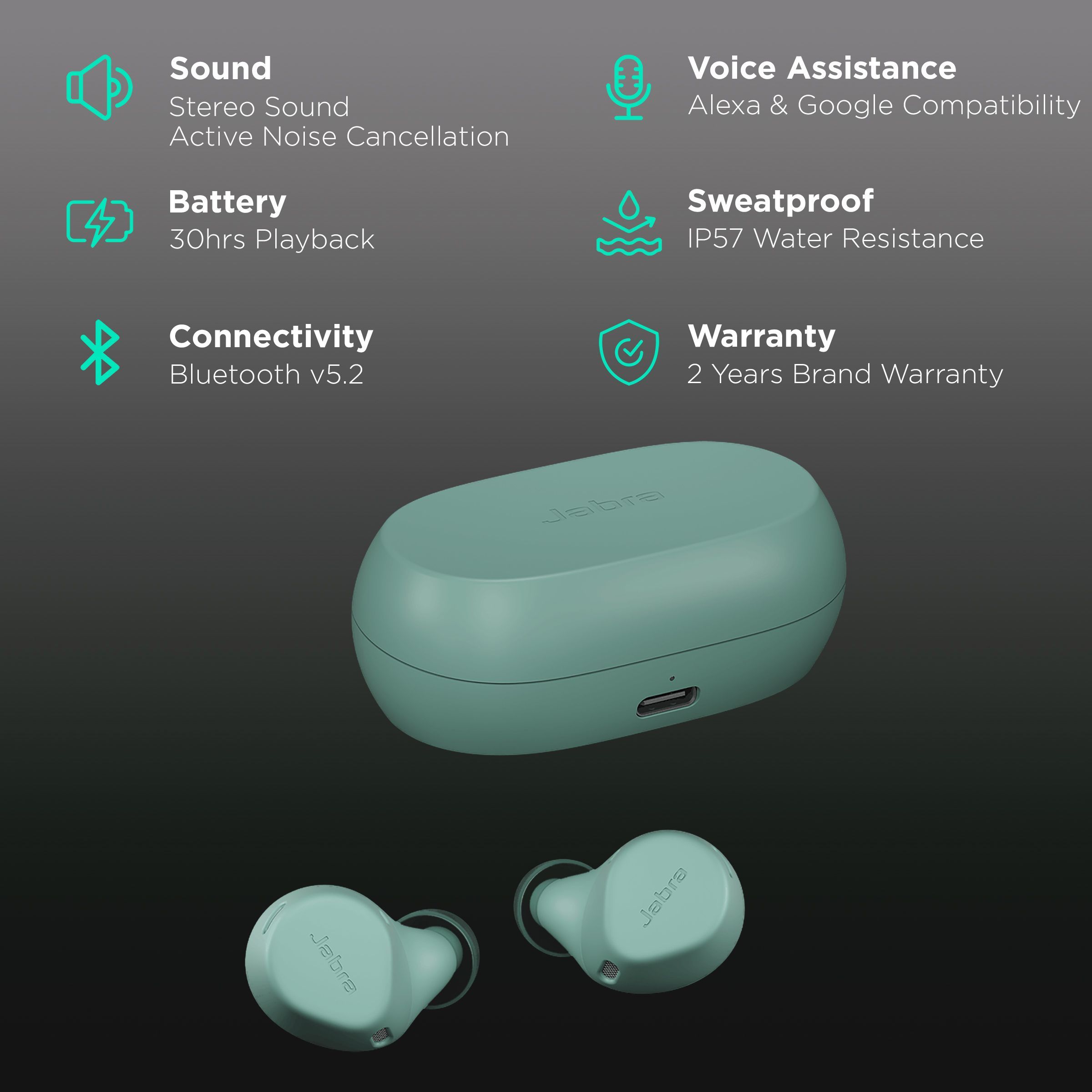 Jabra Elite 7 Active 100-99171003-40 TWS Earbuds with Active Noise Cancellation (IP57 Water, Sweat & Dustproof, 30 Hours Playback, Mint)_2