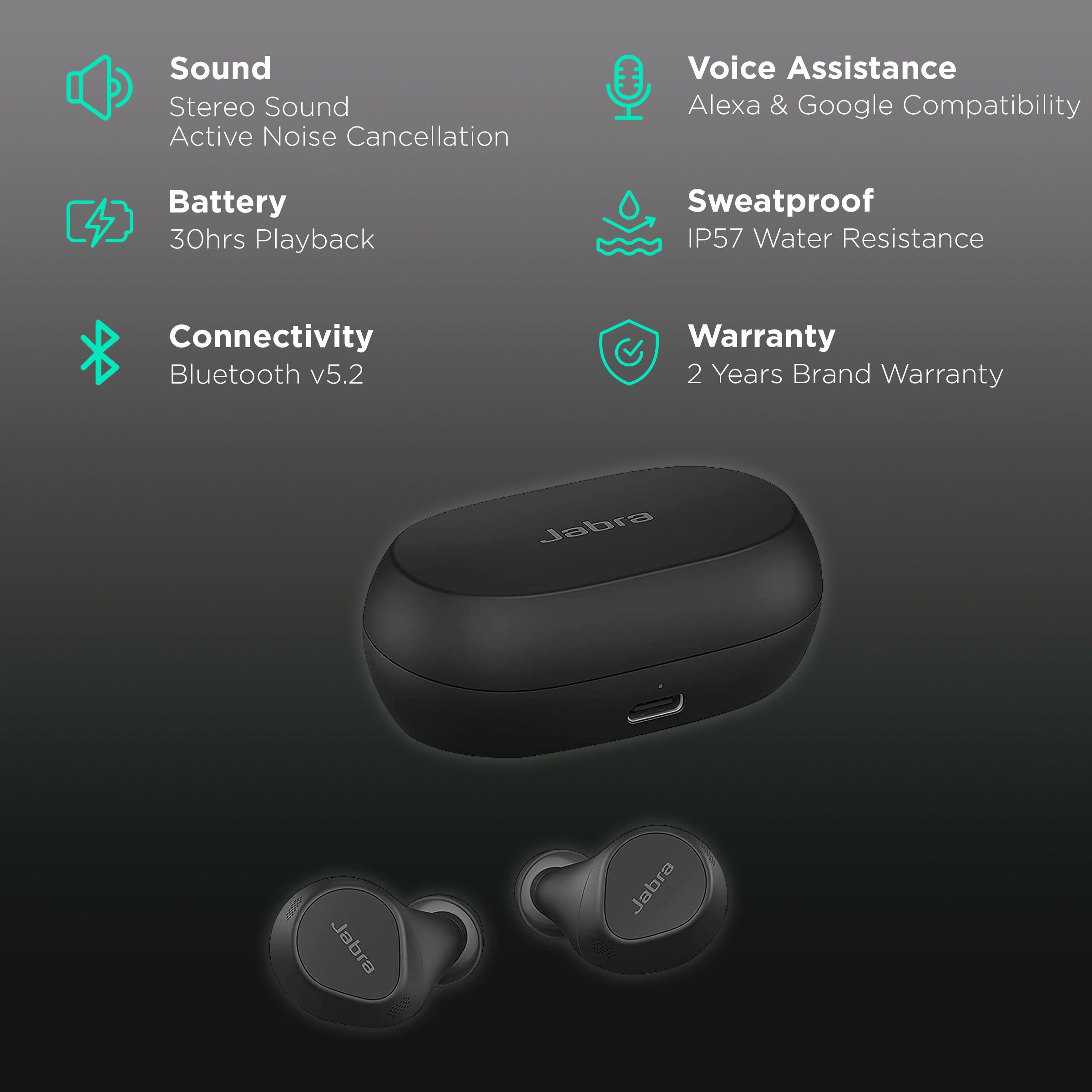 Jabra Elite 7 Pro 100-99172000-40 TWS Earbuds with Active Noise Cancellation (IP57 Water, Sweat & Dustproof, 30 Hours Playback, Black)_2