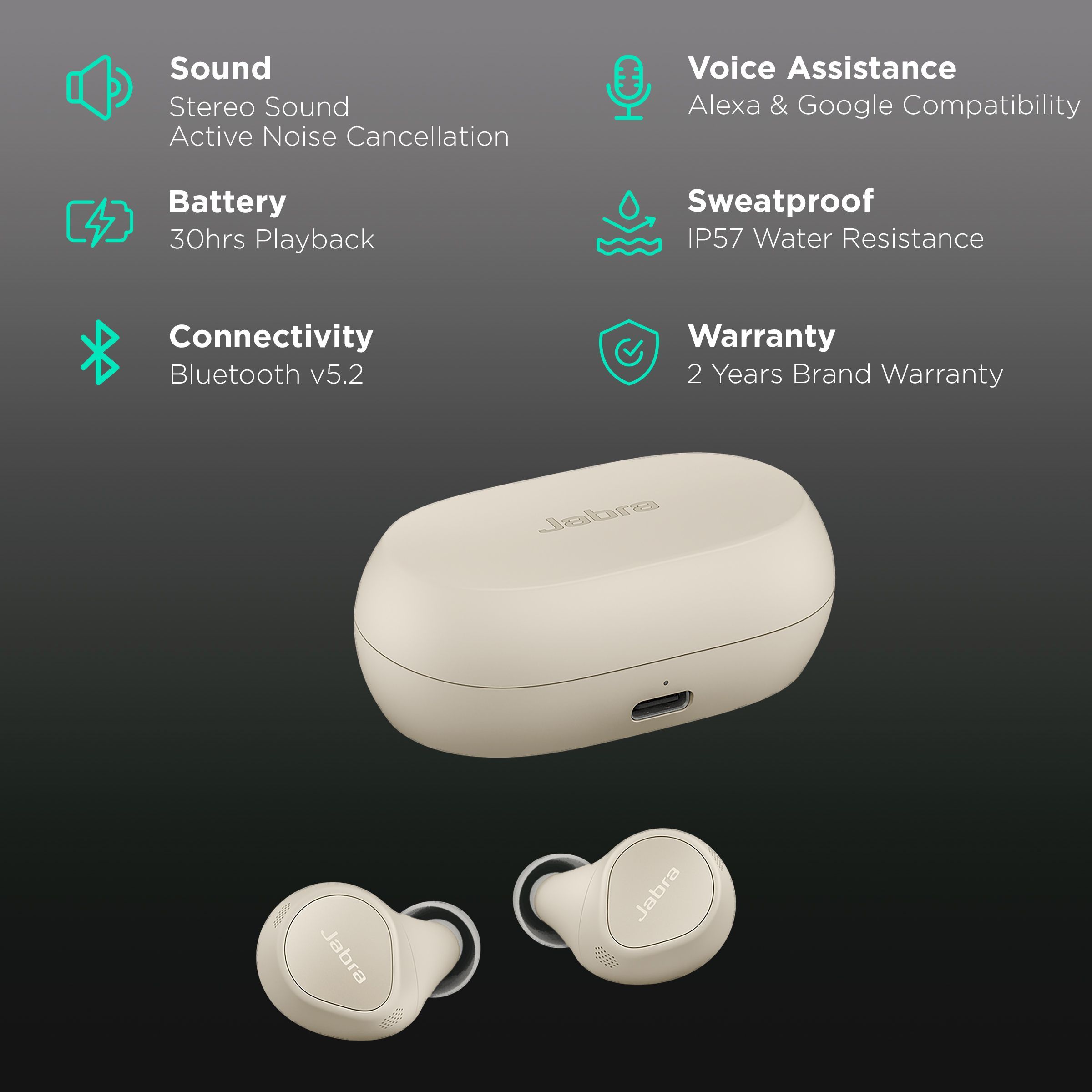 Jabra Elite 7 Pro 100-99172005-40 TWS Earbuds with Active Noise Cancellation (IP57 Water, Sweat & Dustproof, 30 Hours Playback, Gold Beige)_2