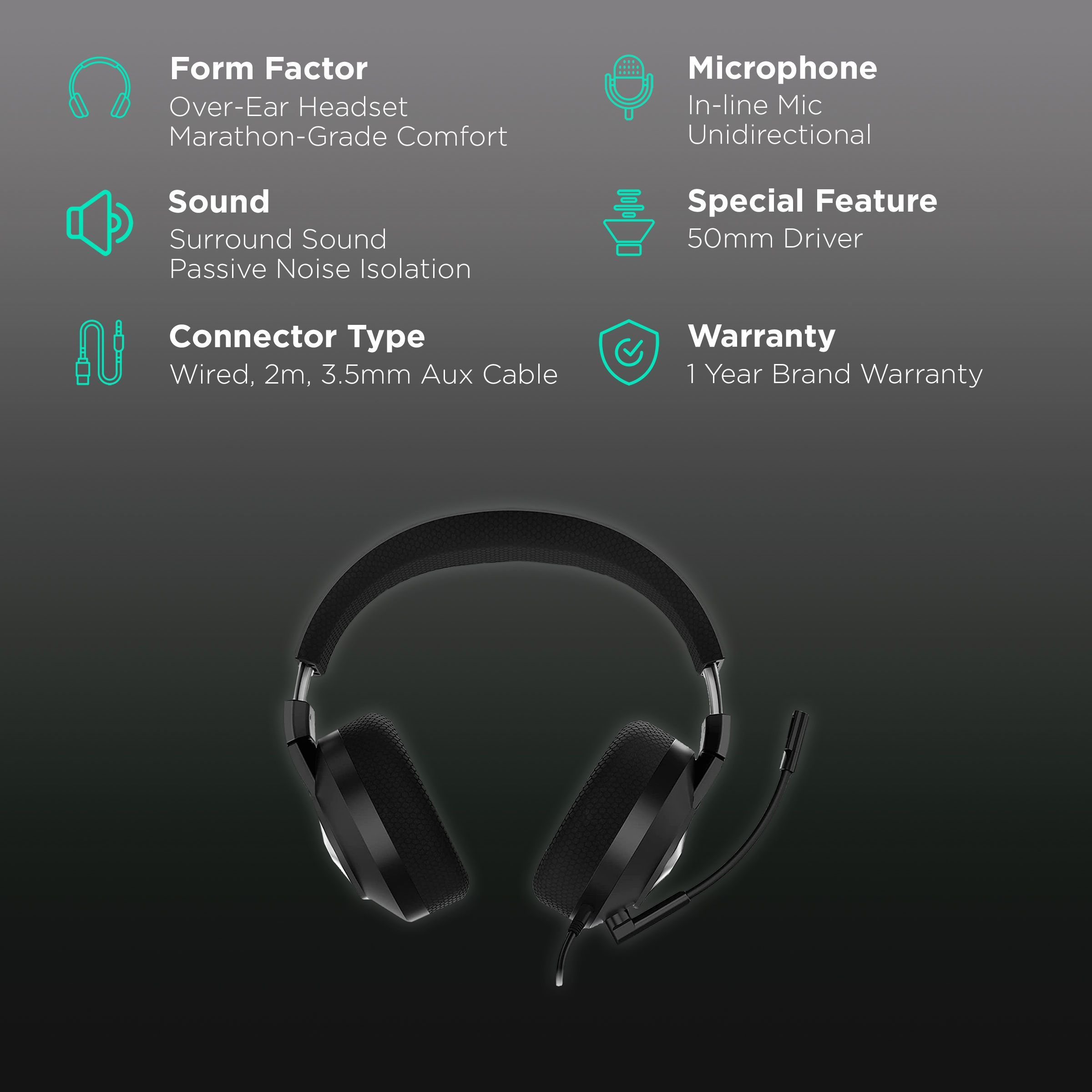 Lenovo Legion H200 GXD1B87065 Wired Gaming Headset with Passive Noise Isolation (Volume Control, Over Ear, Black)_2