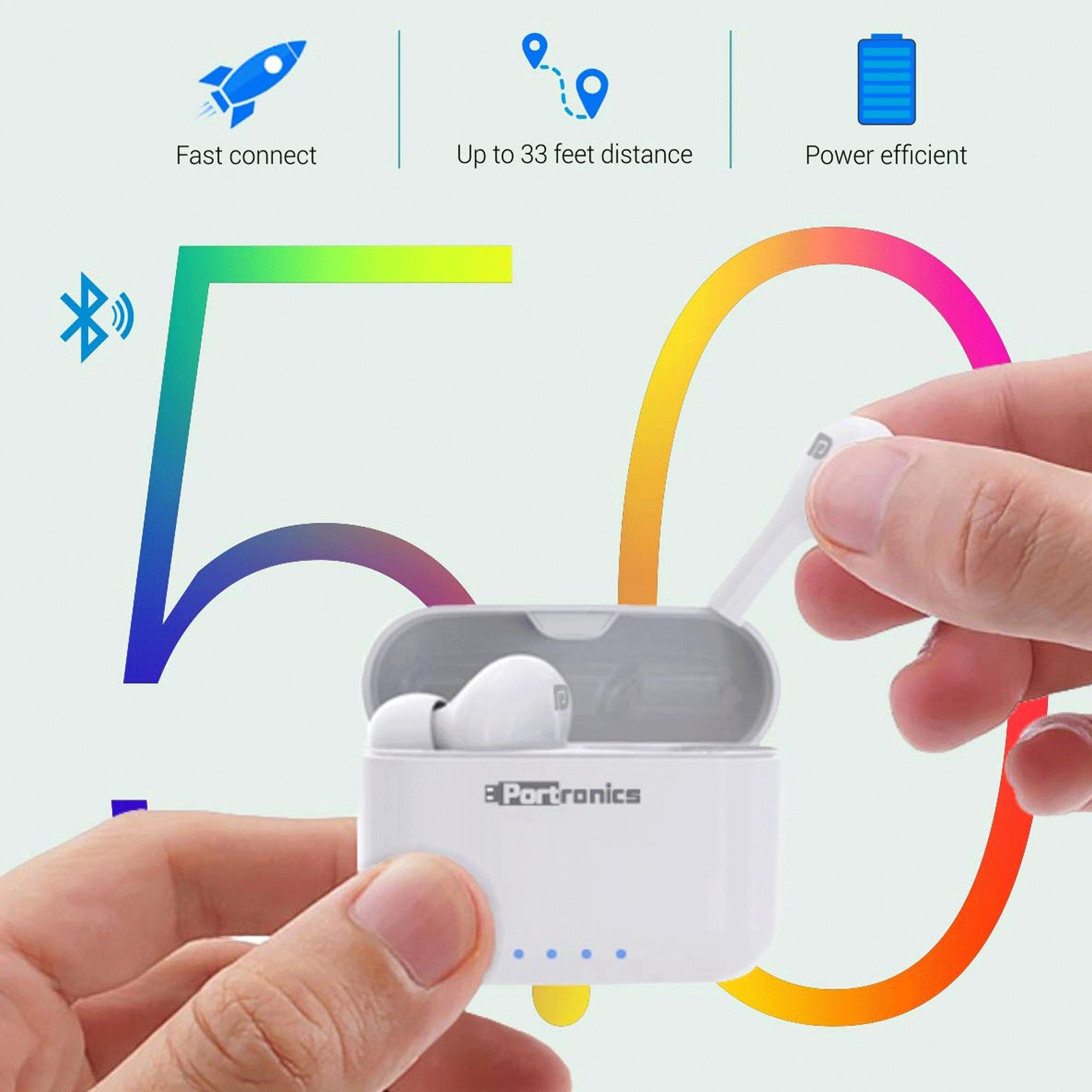 PORTRONICS Harmonics Twins 33 POR 1175 TWS Earbuds with Passive Noise Cancellation (IPX5 Sweat & Water Resistant, 27 Hours Playtime, White)_6