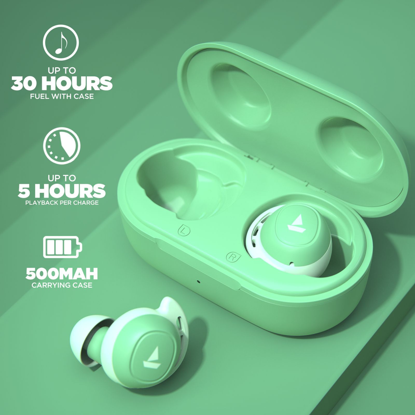 boAt Airdopes 441 RTL In-Ear Truly Wireless Earbuds with Mic (Bluetooth 5.0, Water Resistant,  Mint Green)_3