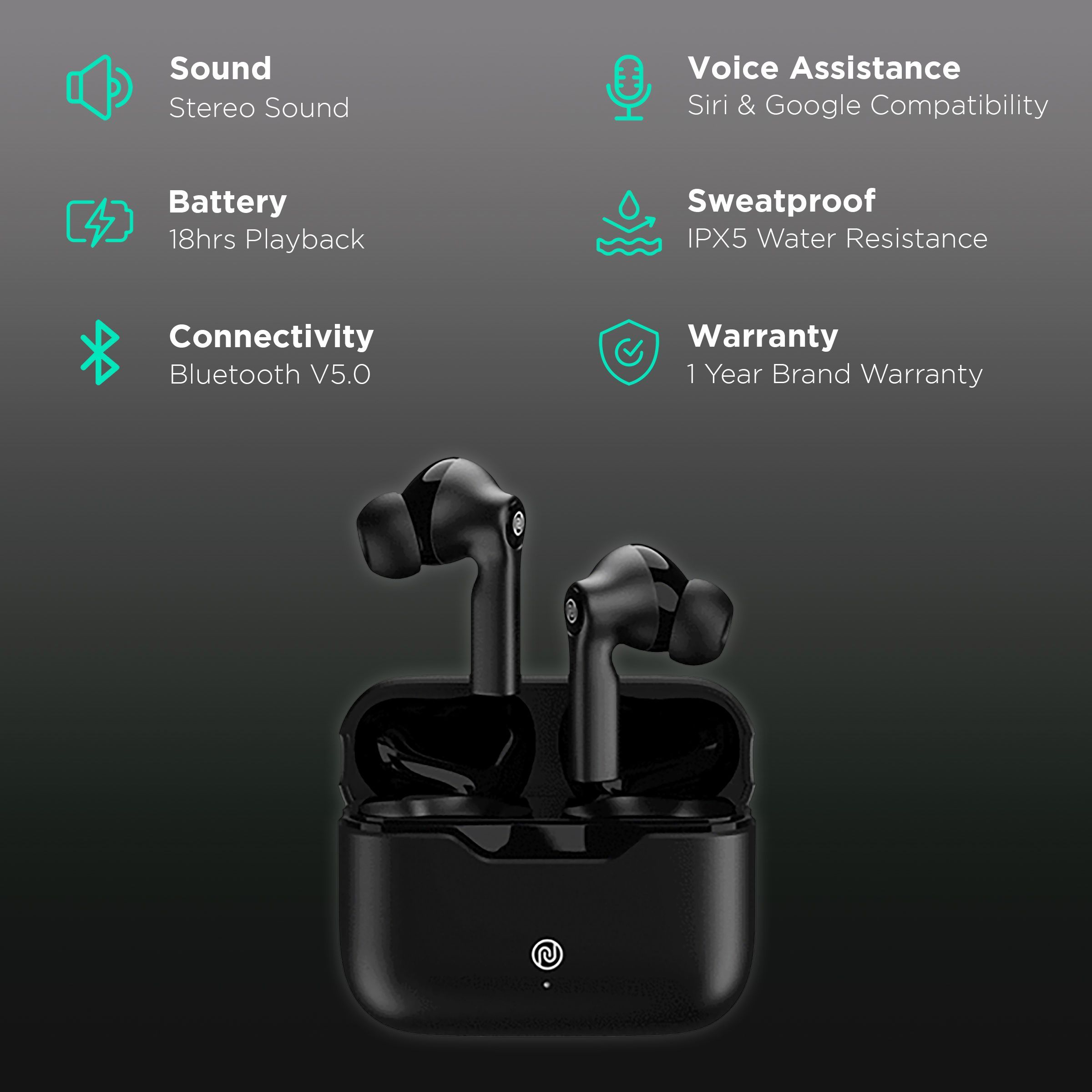 noise Buds Smart AUD-HDPHN-BUDSSMAR TWS Earbuds (IPX5 Water Resistant, 18 Hours Playback, Jet Black) noise Buds Smart AUD-HDPHN-BUDSSMAR TWS Earbuds (IPX5 Water Resistant, 18 Hours Playback, Jet Black)_2