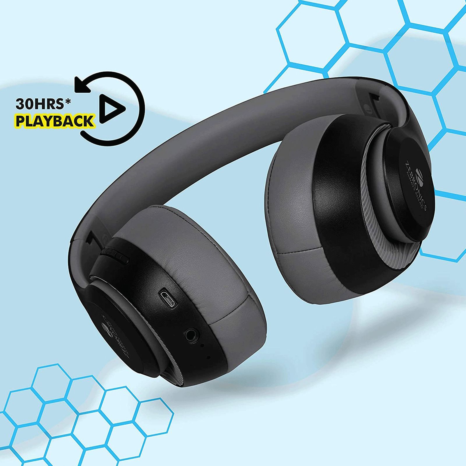 ZEBRONICS Dynamic Bluetooth Headphone with Mic (34 Hours Playtime, Over Ear, Black) ZEBRONICS Dynamic Bluetooth Headphone with Mic (34 Hours Playtime, Over Ear, Black)_5