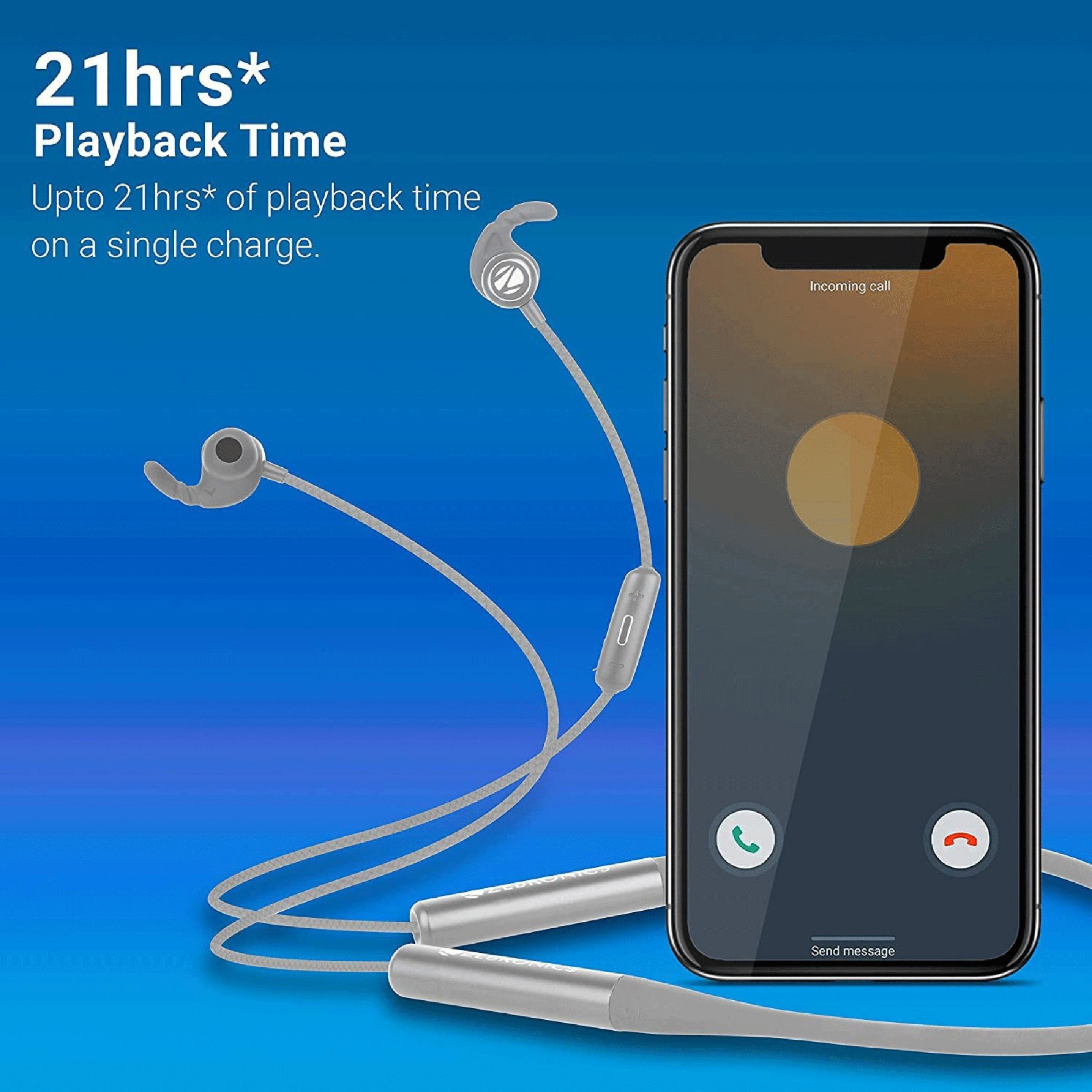 ZEBRONICS Yoga Neckband (Water Resistant, 21 Hours Playback, Grey)_3