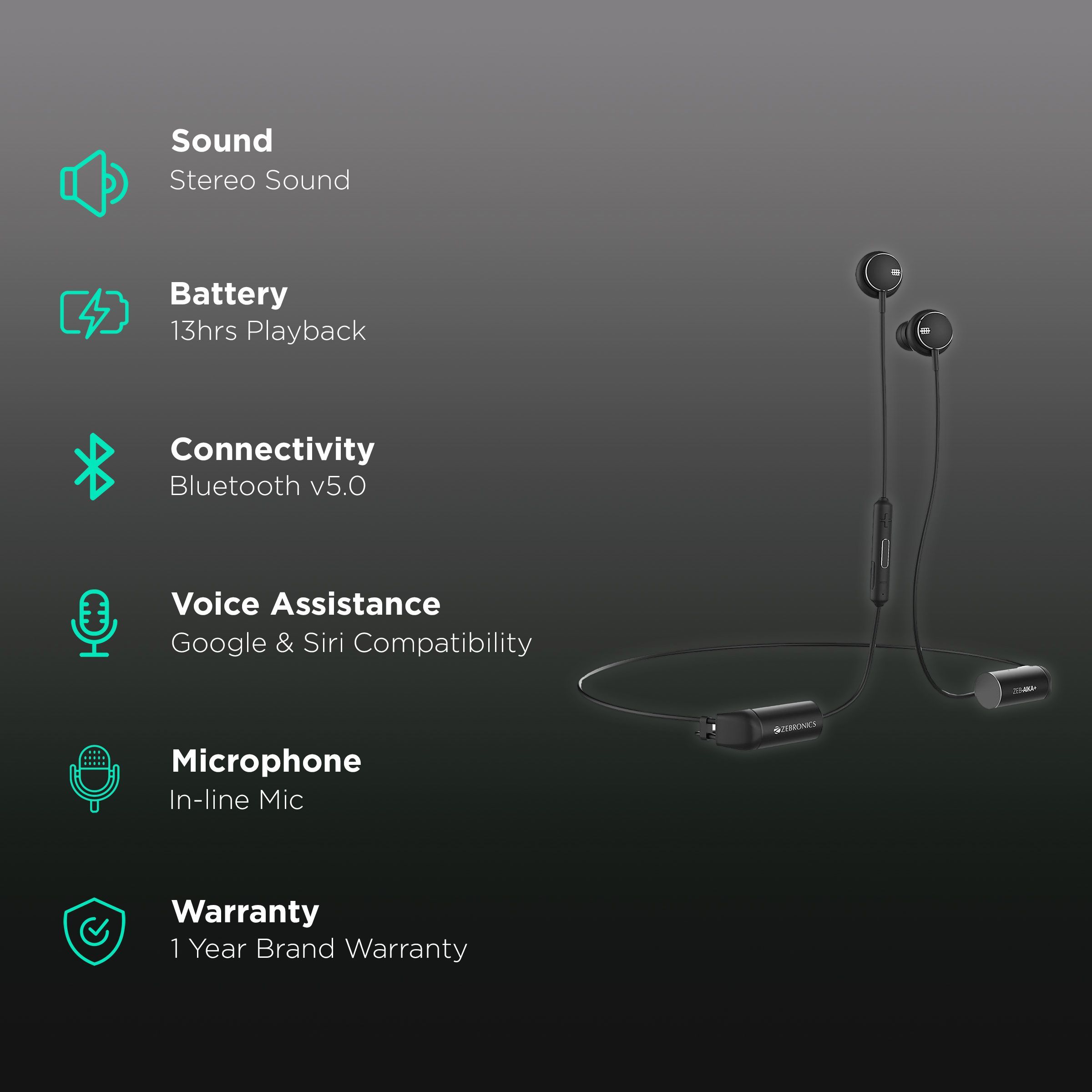 ZEBRONICS AIKA+ Neckband (13 Hours Playtime, Black)_2